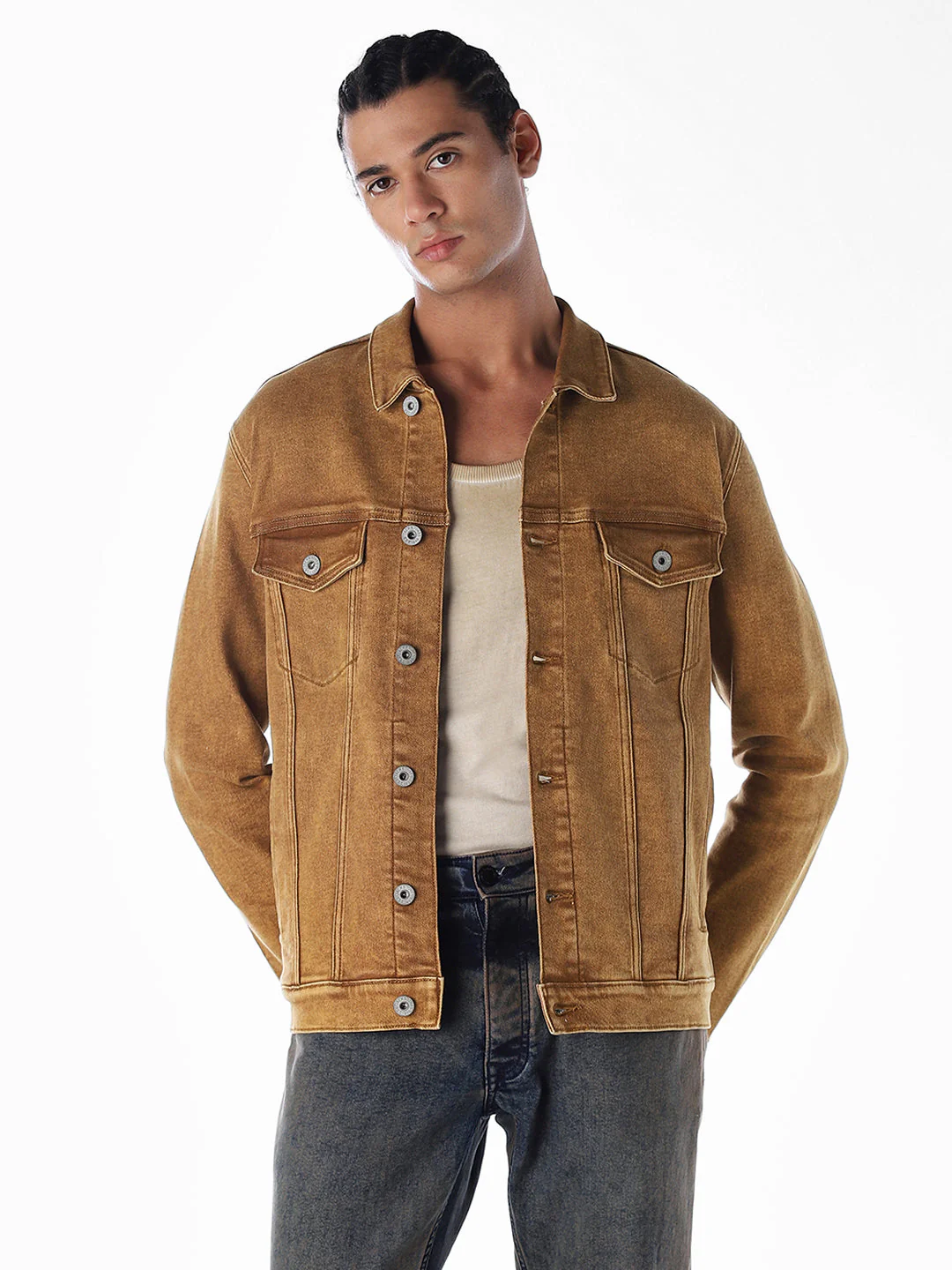 Golden Brown Denim Jacket - Image 2