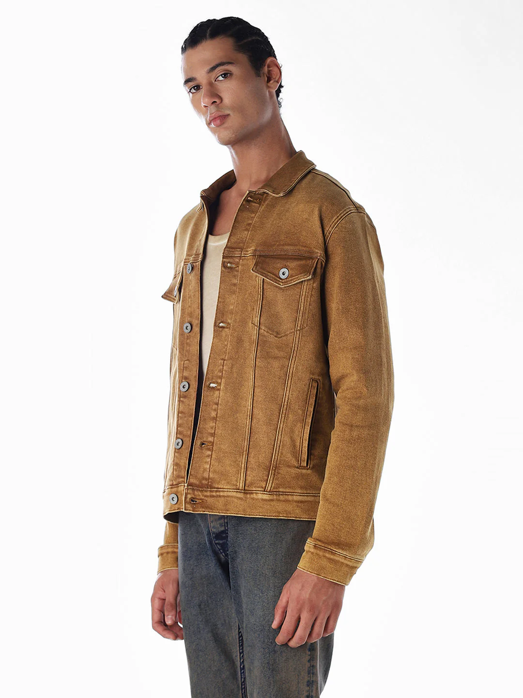 Golden Brown Denim Jacket - Image 3
