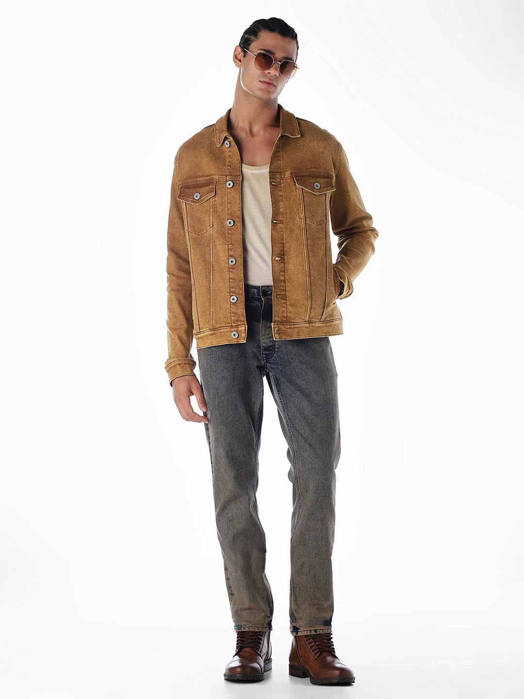 Golden Brown Denim Jacket - Image 7