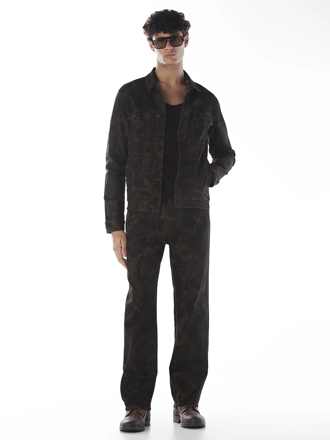 Printed Denim Jacket - Black - Image 7