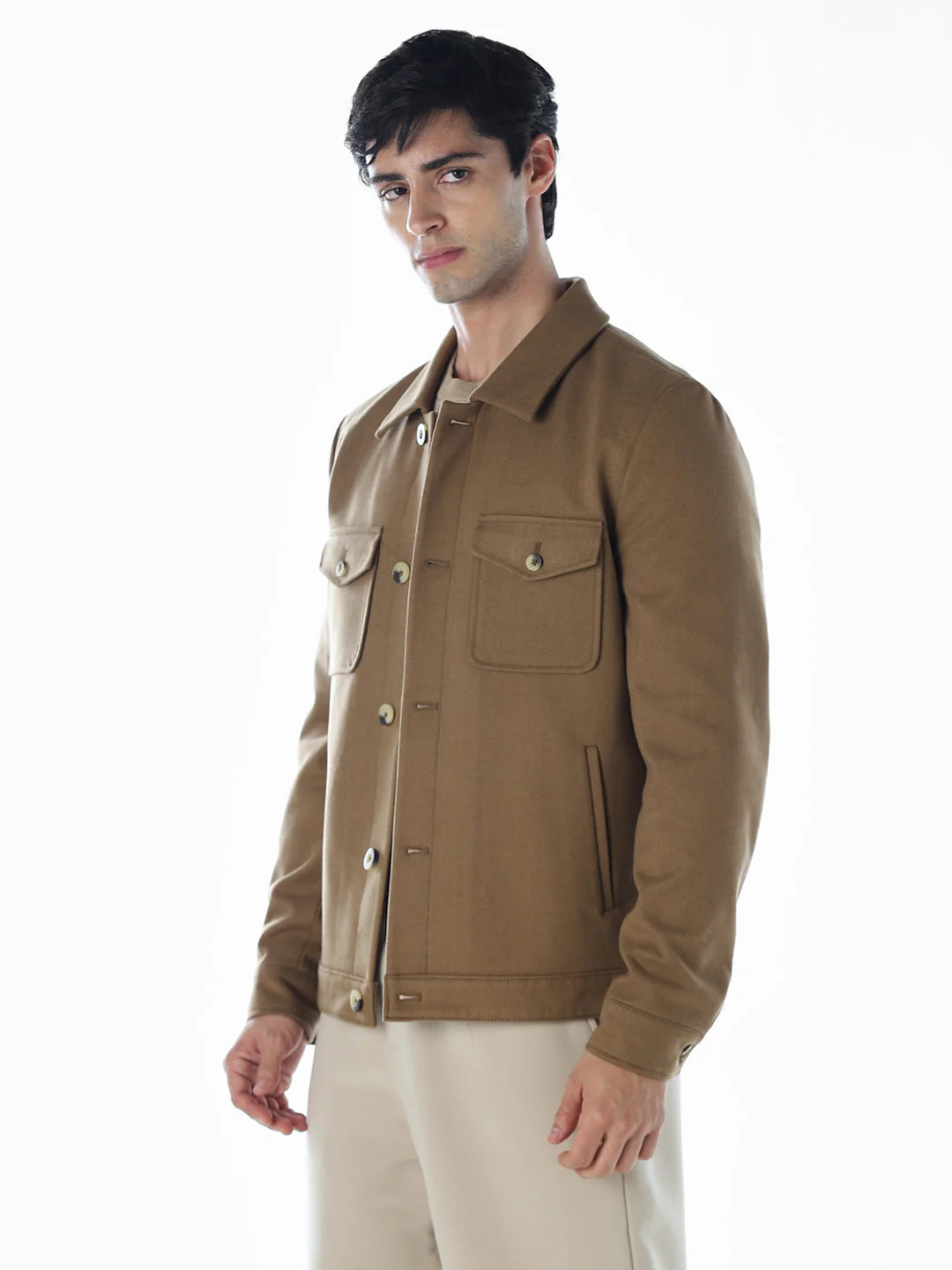 Striped Regular Fit Jacket - Brown - Image 3