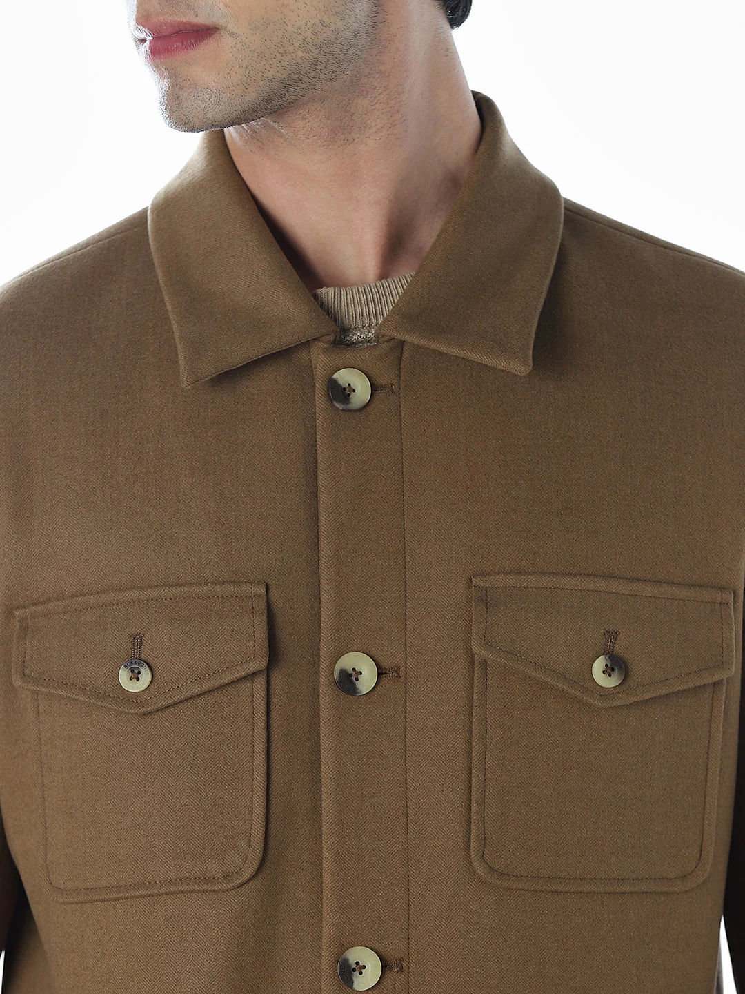 Striped Regular Fit Jacket - Brown - Image 5