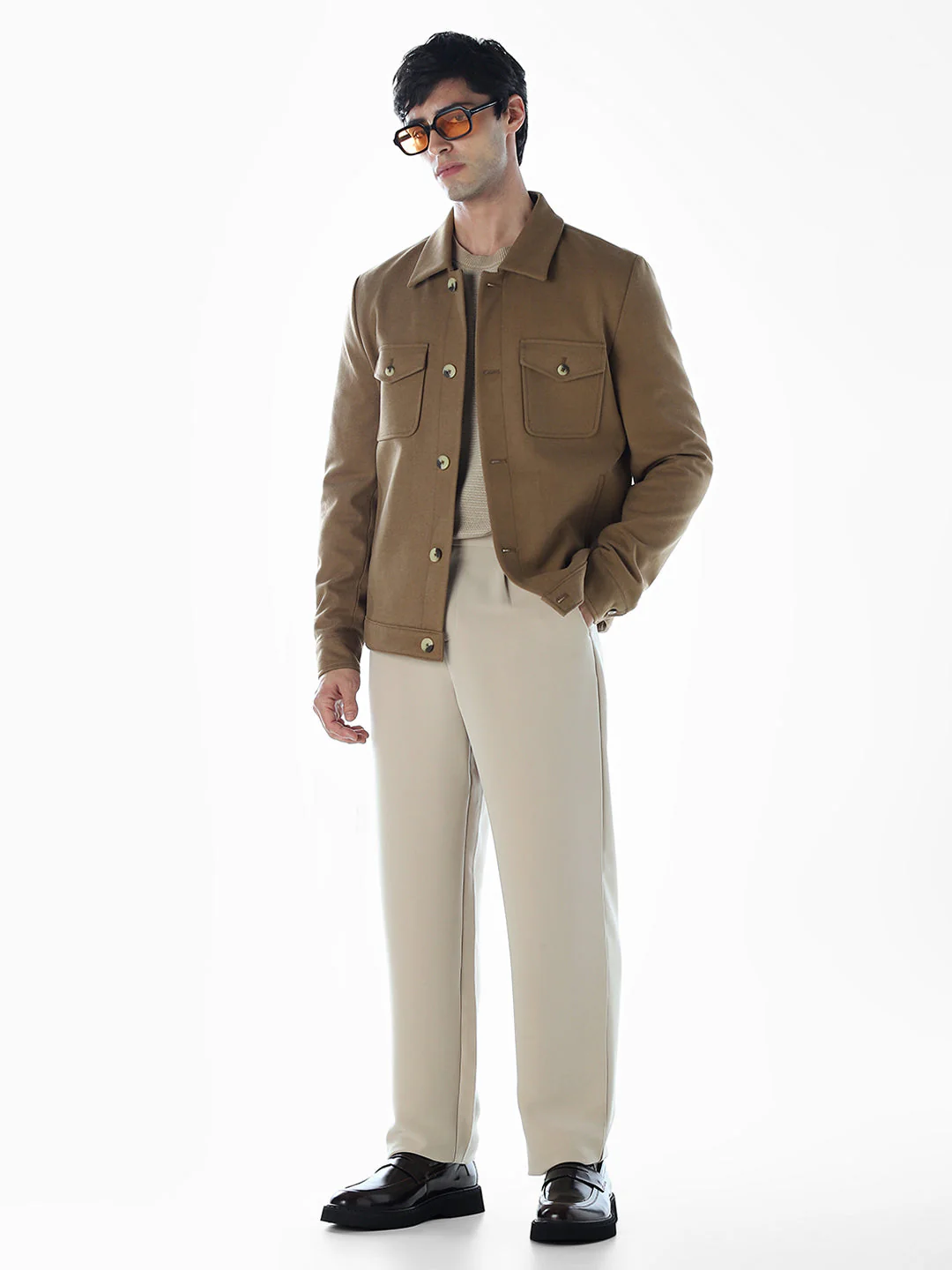 Striped Regular Fit Jacket - Brown - Image 6