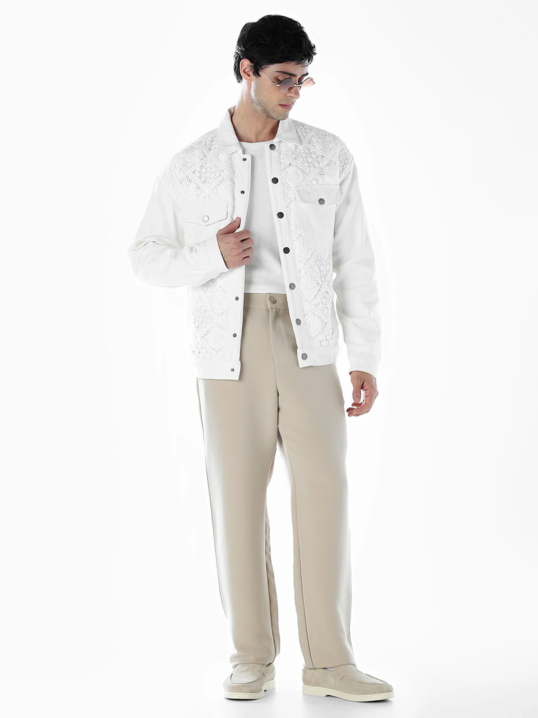 White Regular Fit Jacket - Image 6