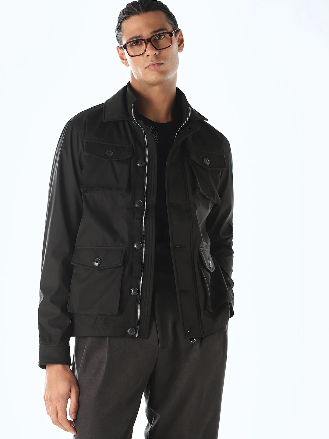 Multi-Pocket Buttoned Jacket
