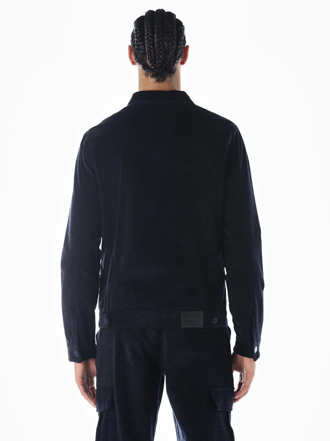 Navy Blue Corduroy Cargo Jacket - Image 4