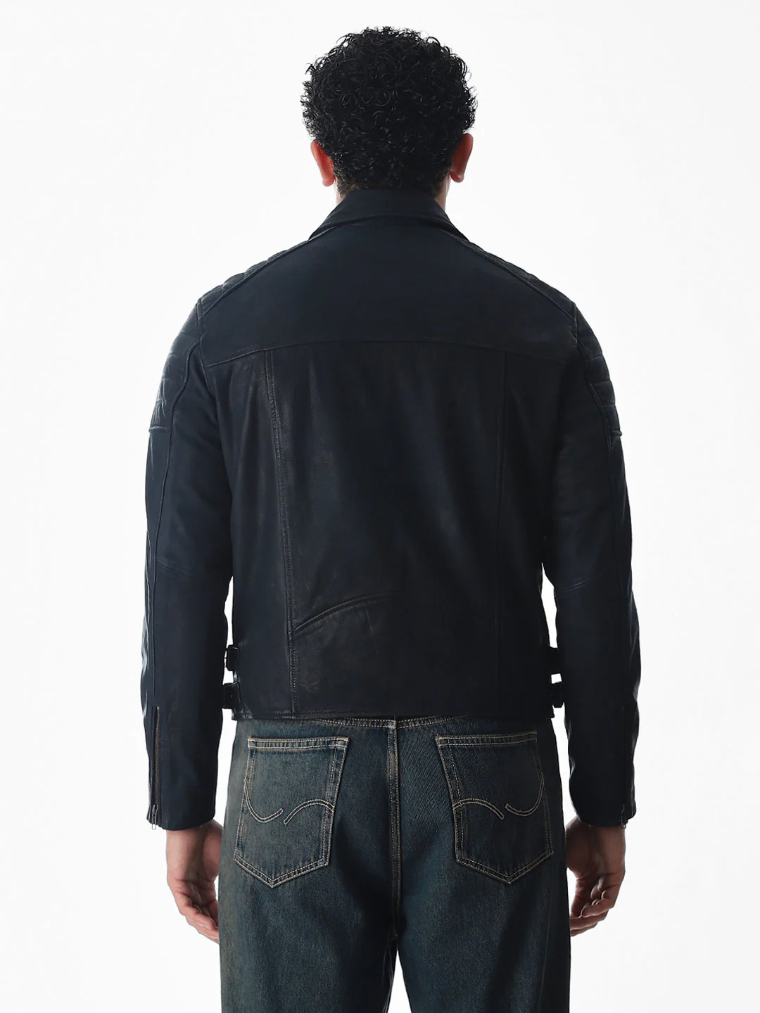 Navy Blue Premium Leather Jacket - Image 10