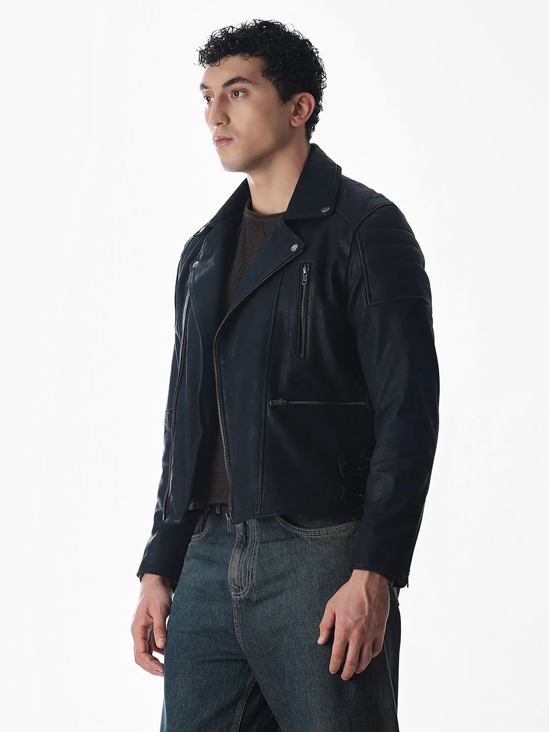 Navy Blue Premium Leather Jacket - Image 3