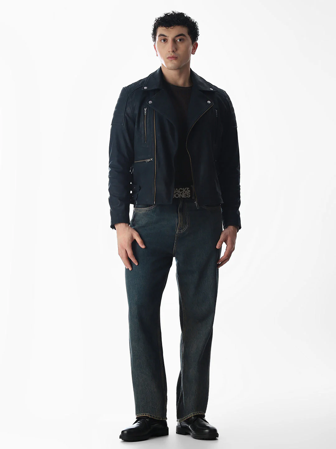 Navy Blue Premium Leather Jacket - Image 7