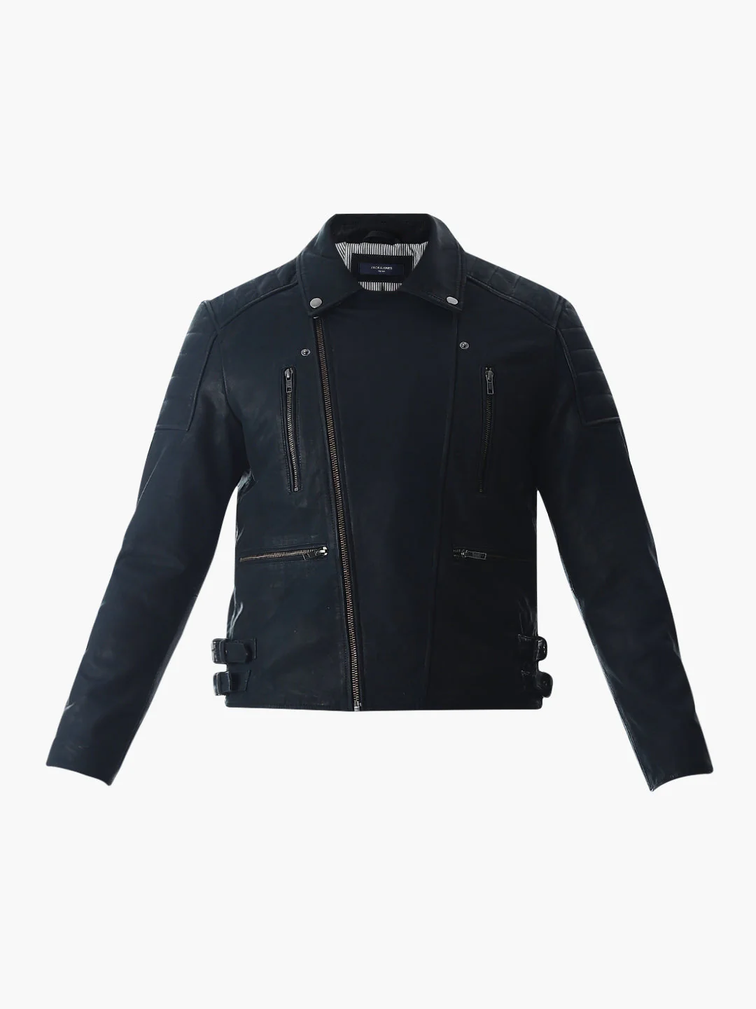 Navy Blue Premium Leather Jacket - Image 8