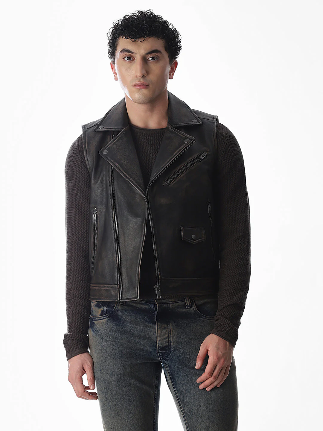 Sleeveless Derby Premium Leather Jacket - Image 2
