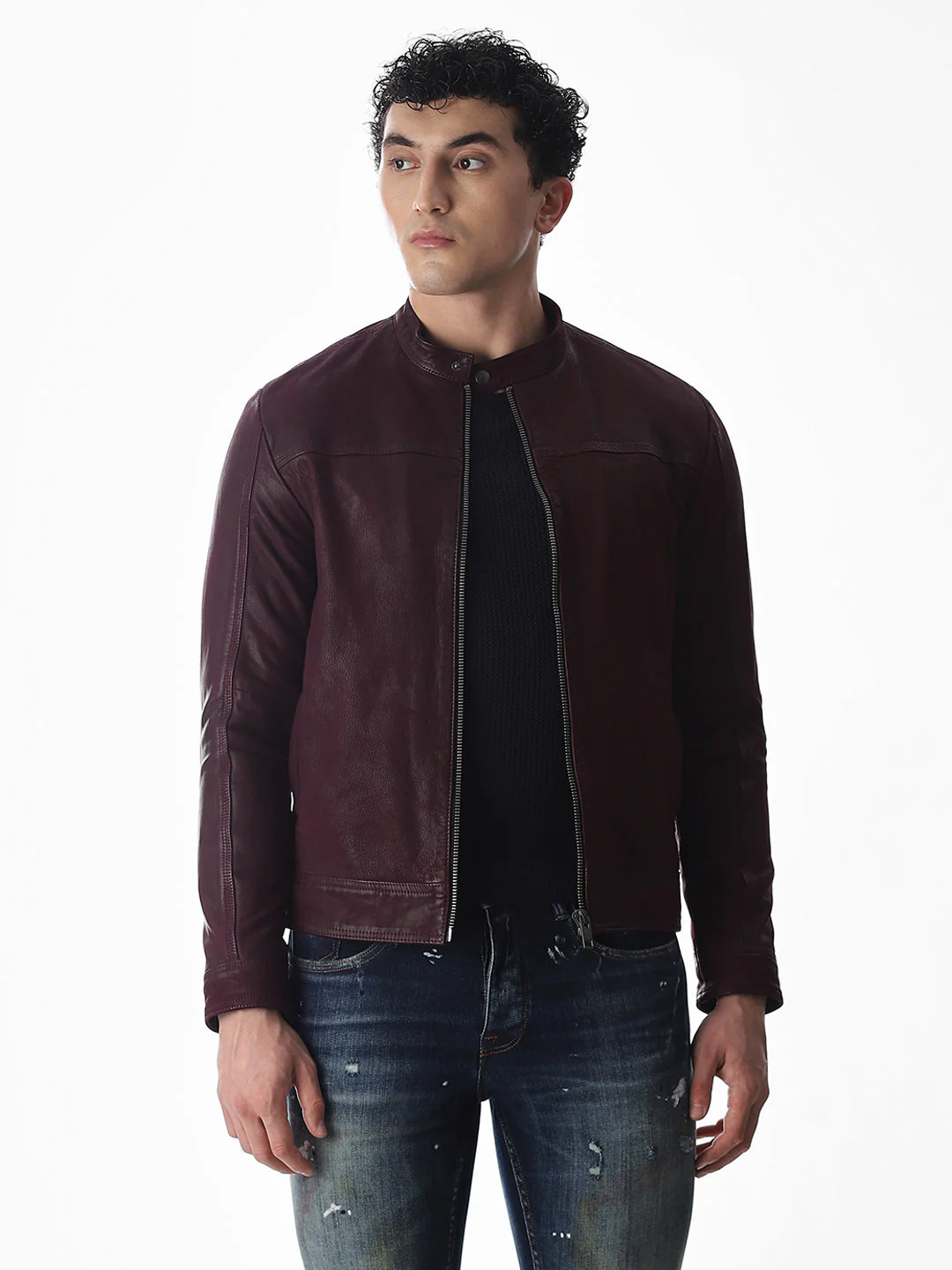 Burgundy Preston Leather Jacket - Image 2