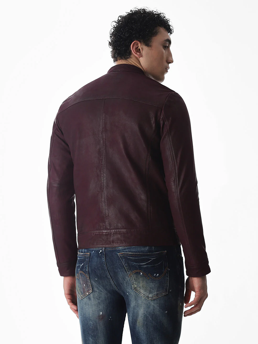 Burgundy Preston Leather Jacket - Image 4