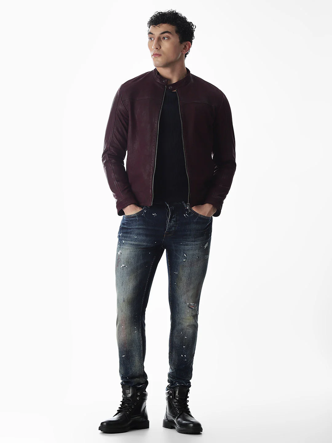 Burgundy Preston Leather Jacket - Image 6