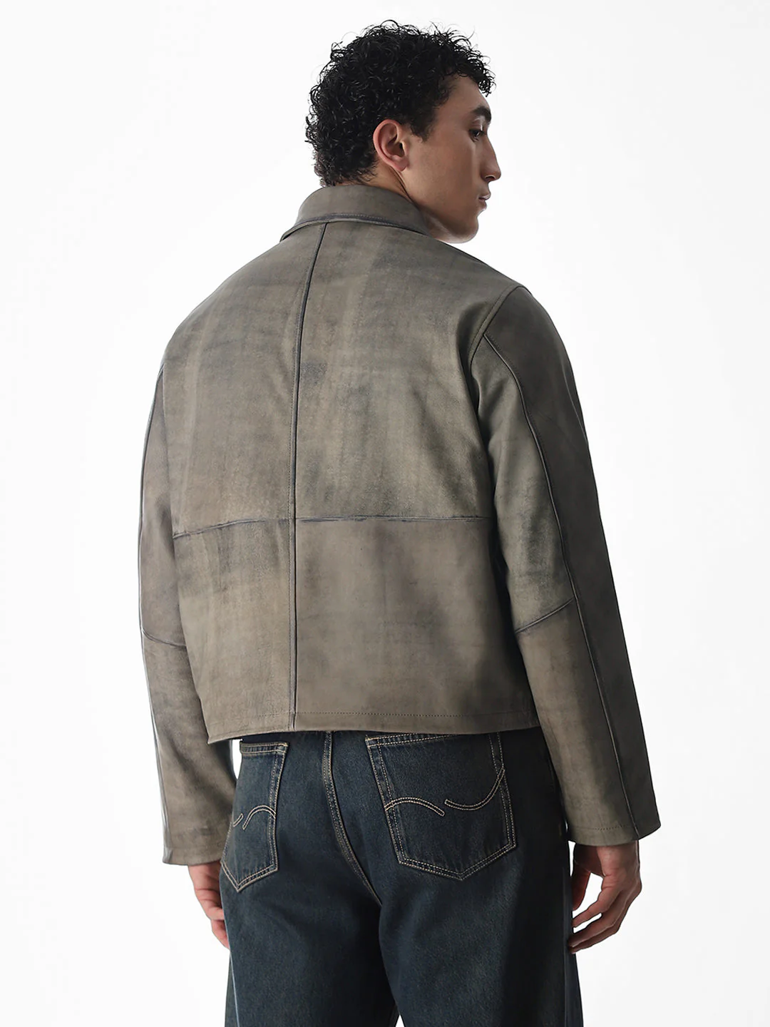 Grey Stanley Leather Jacket - Image 4
