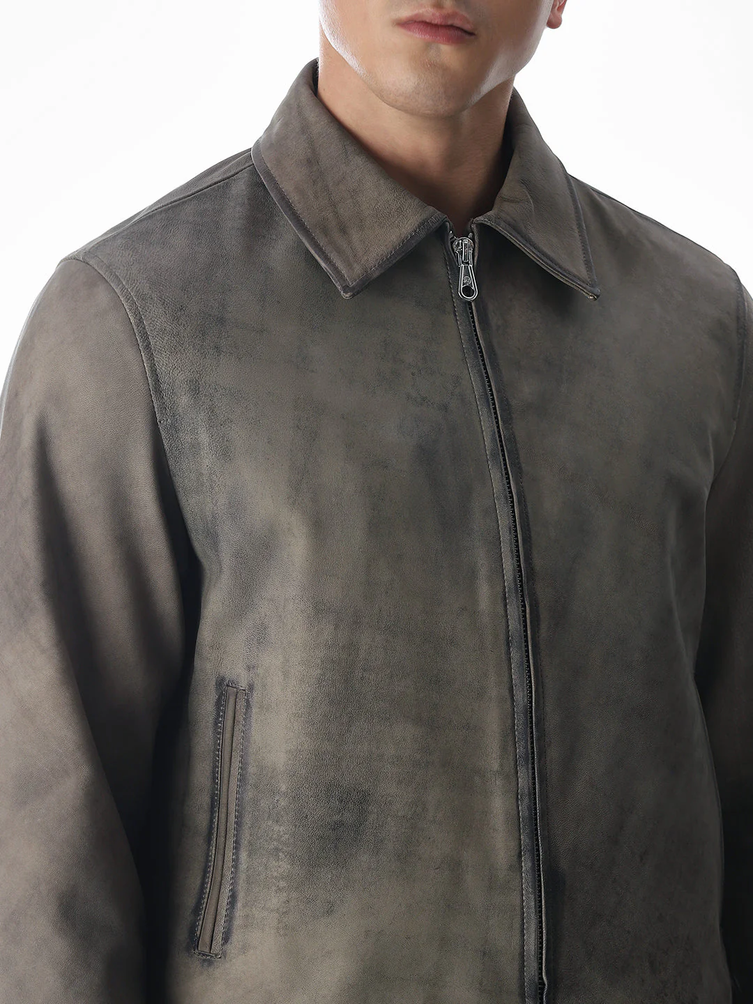 Grey Stanley Leather Jacket - Image 5