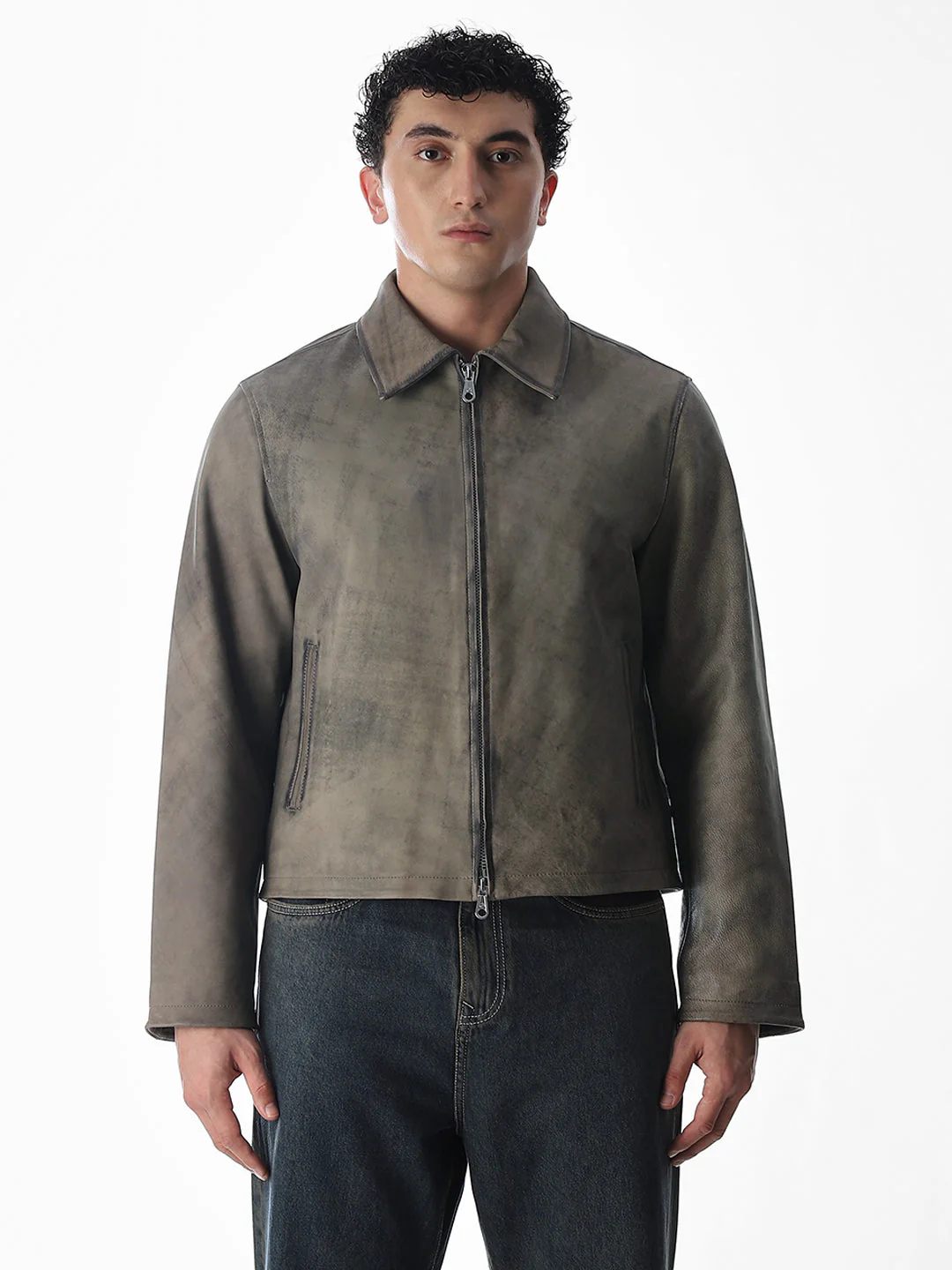 Grey Stanley Leather Jacket - Image 8