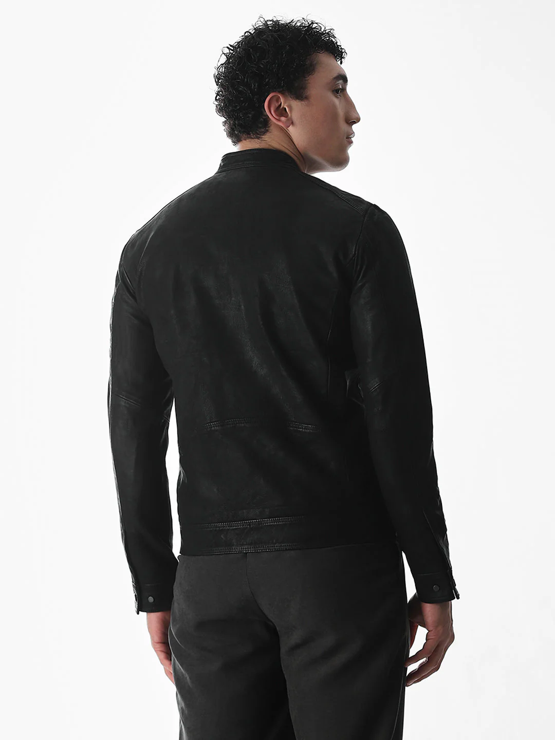 Classic Black Leather Jacket - Image 4