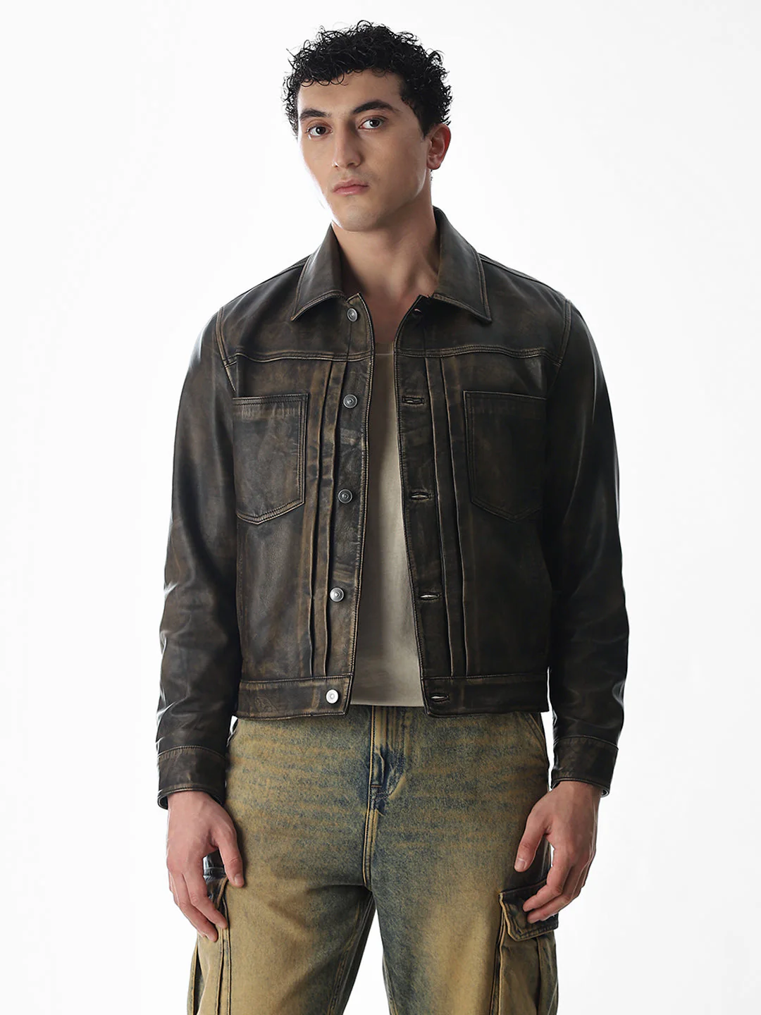Vintage Wash Premium Leather Jacket - Image 2
