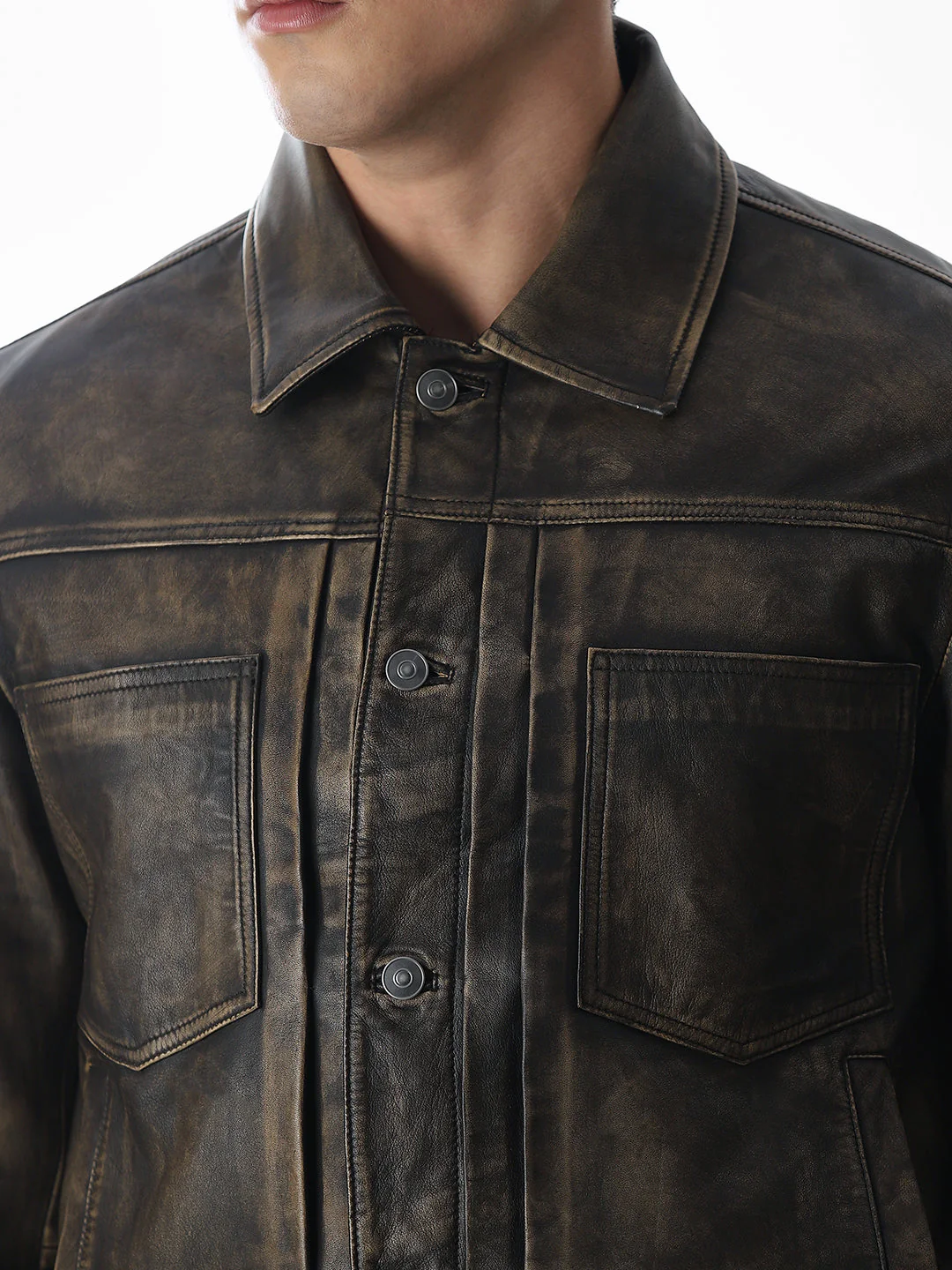 Vintage Wash Premium Leather Jacket - Image 5