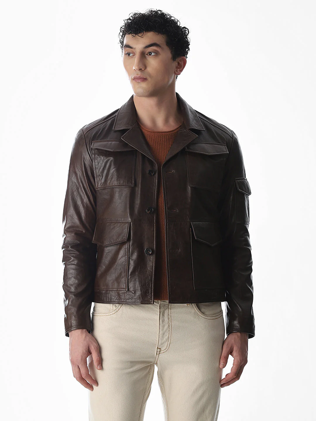Dark Brown Douglas Leather Jacket - Image 2