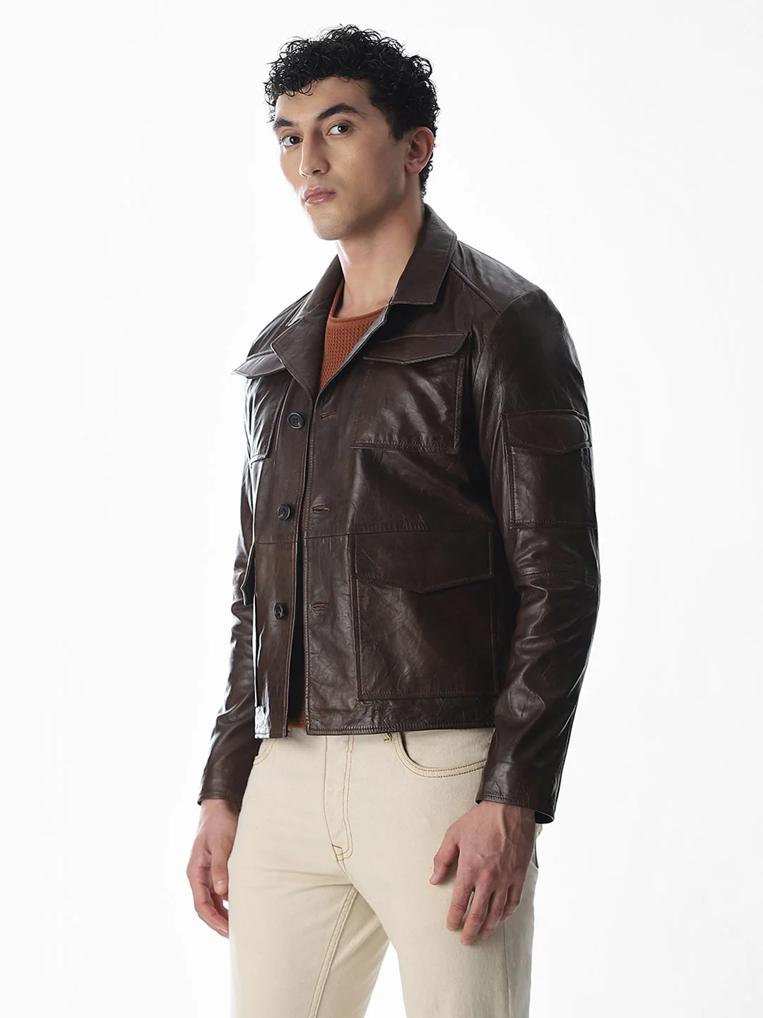 Dark Brown Douglas Leather Jacket - Image 3