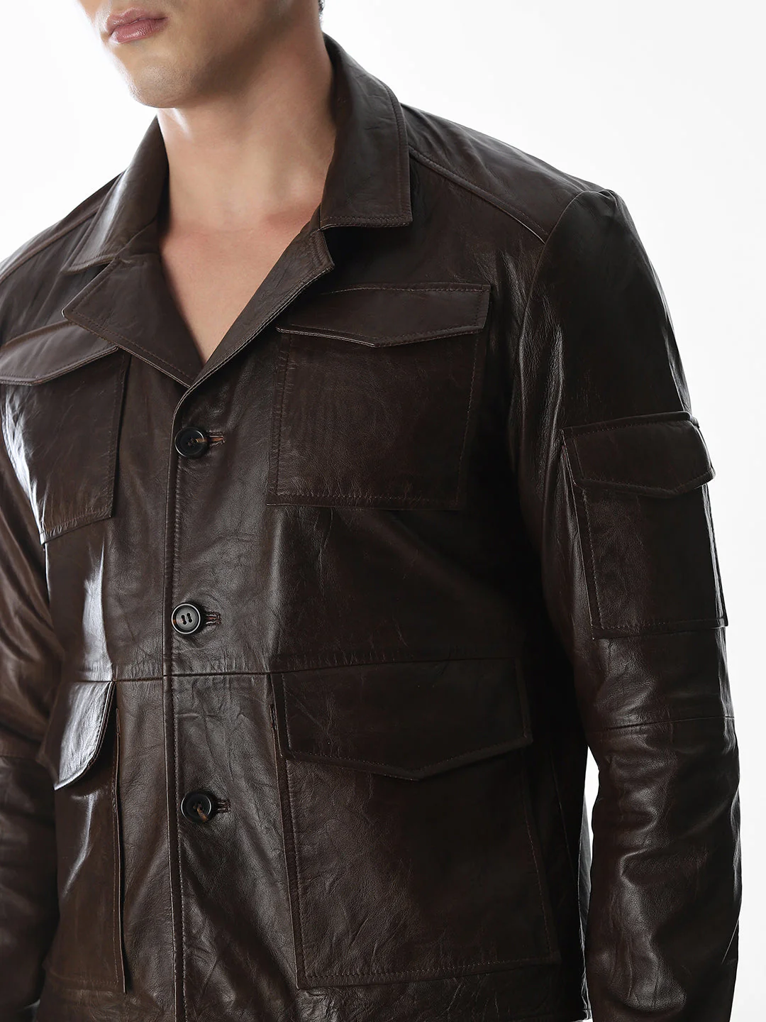 Dark Brown Douglas Leather Jacket - Image 5