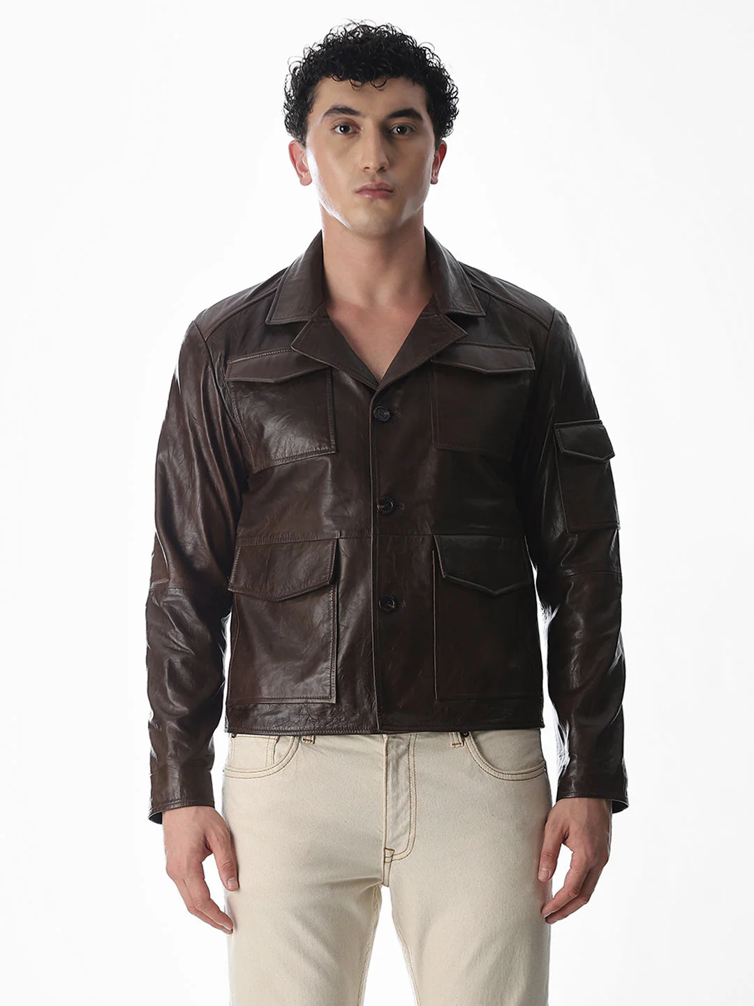 Dark Brown Douglas Leather Jacket - Image 8