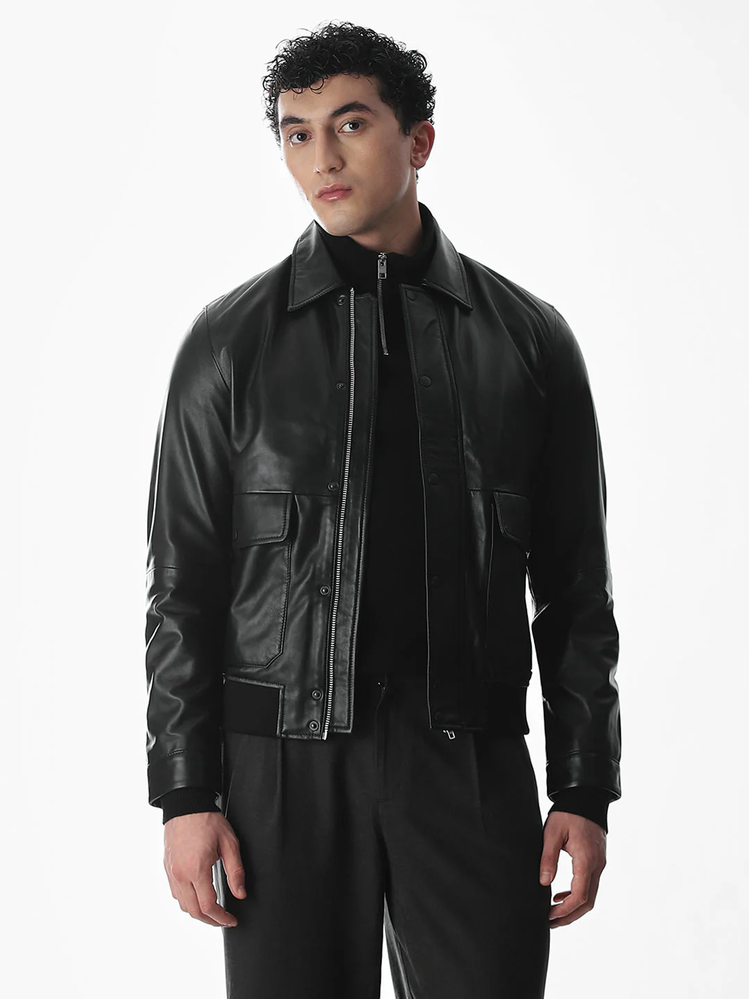 Black Norwich Leather Jacket - Image 2