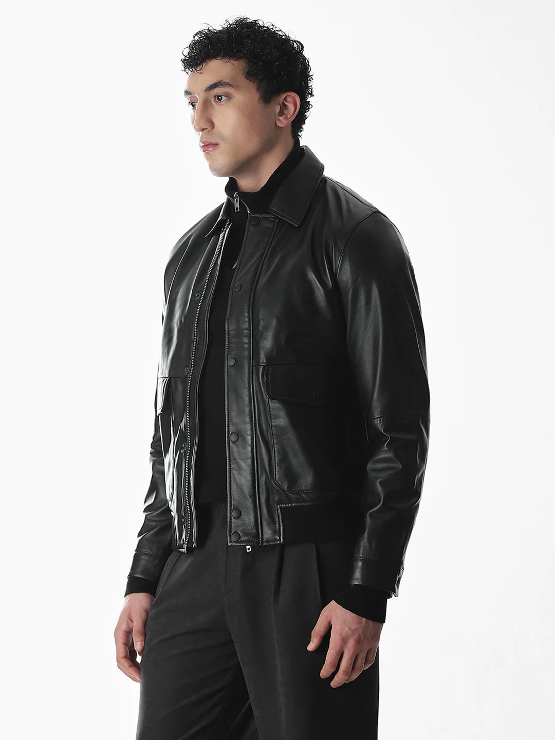 Black Norwich Leather Jacket - Image 3