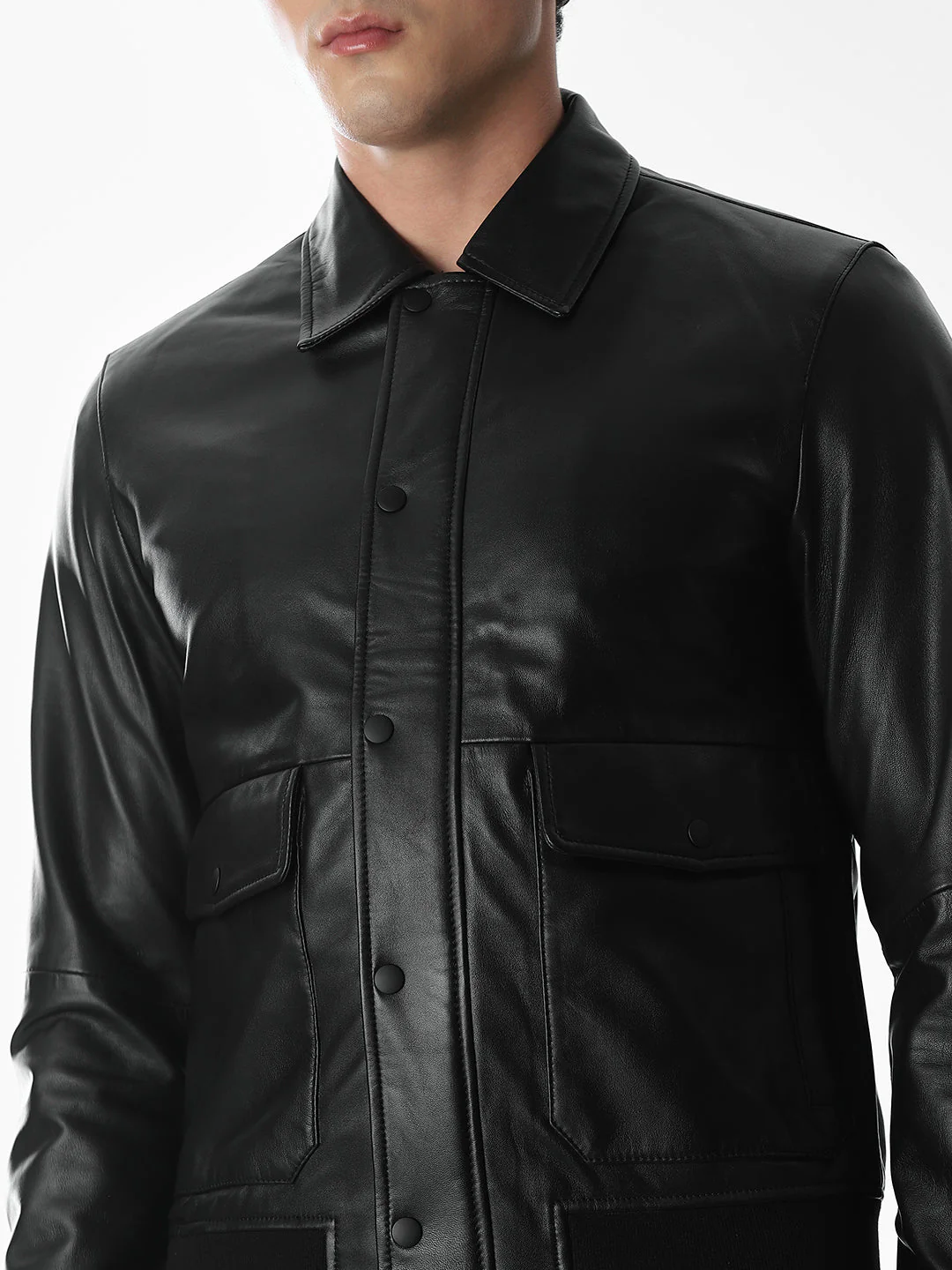 Black Norwich Leather Jacket - Image 5