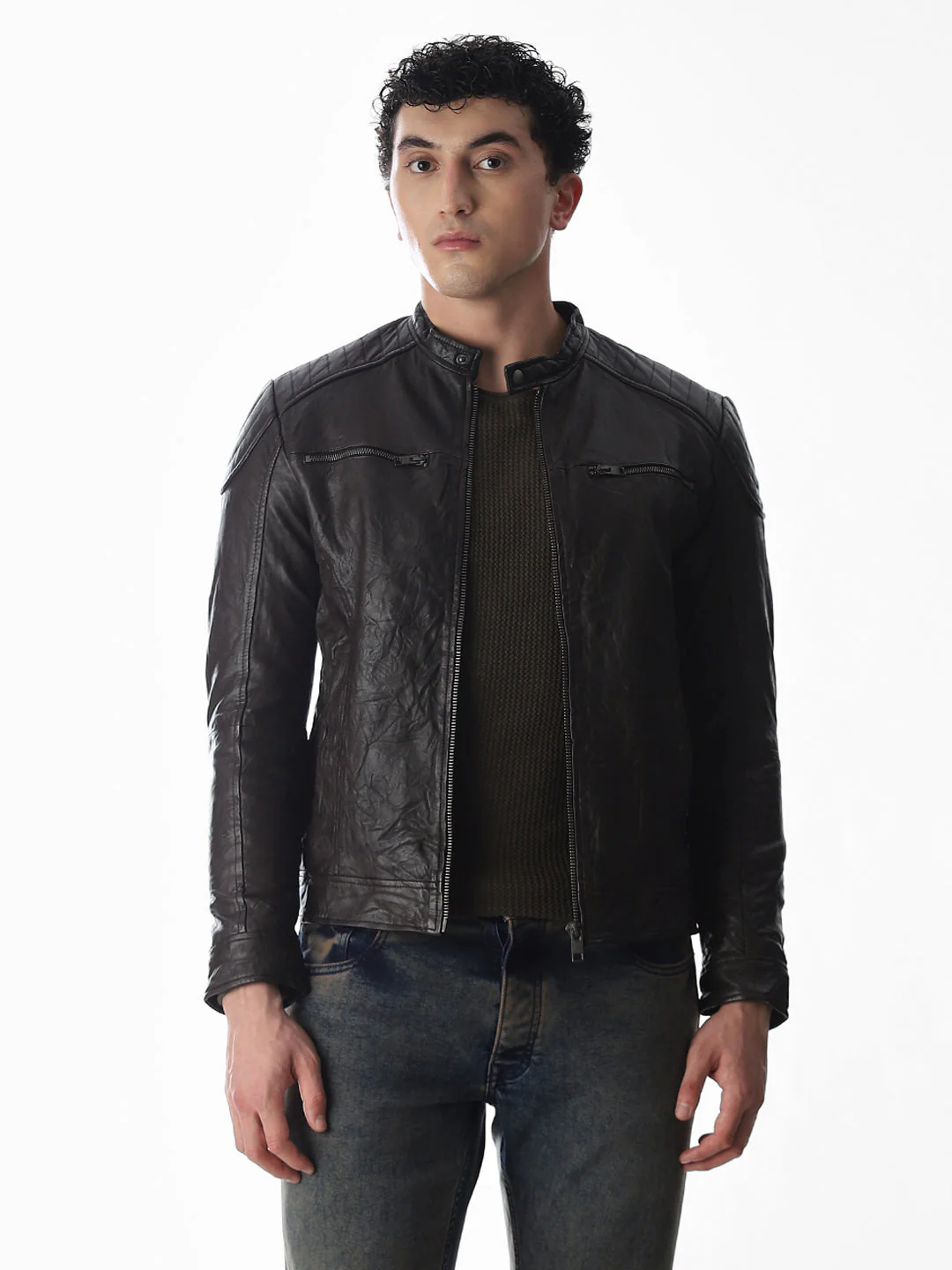 Dark Brown Premium Leather Jacket - Image 2