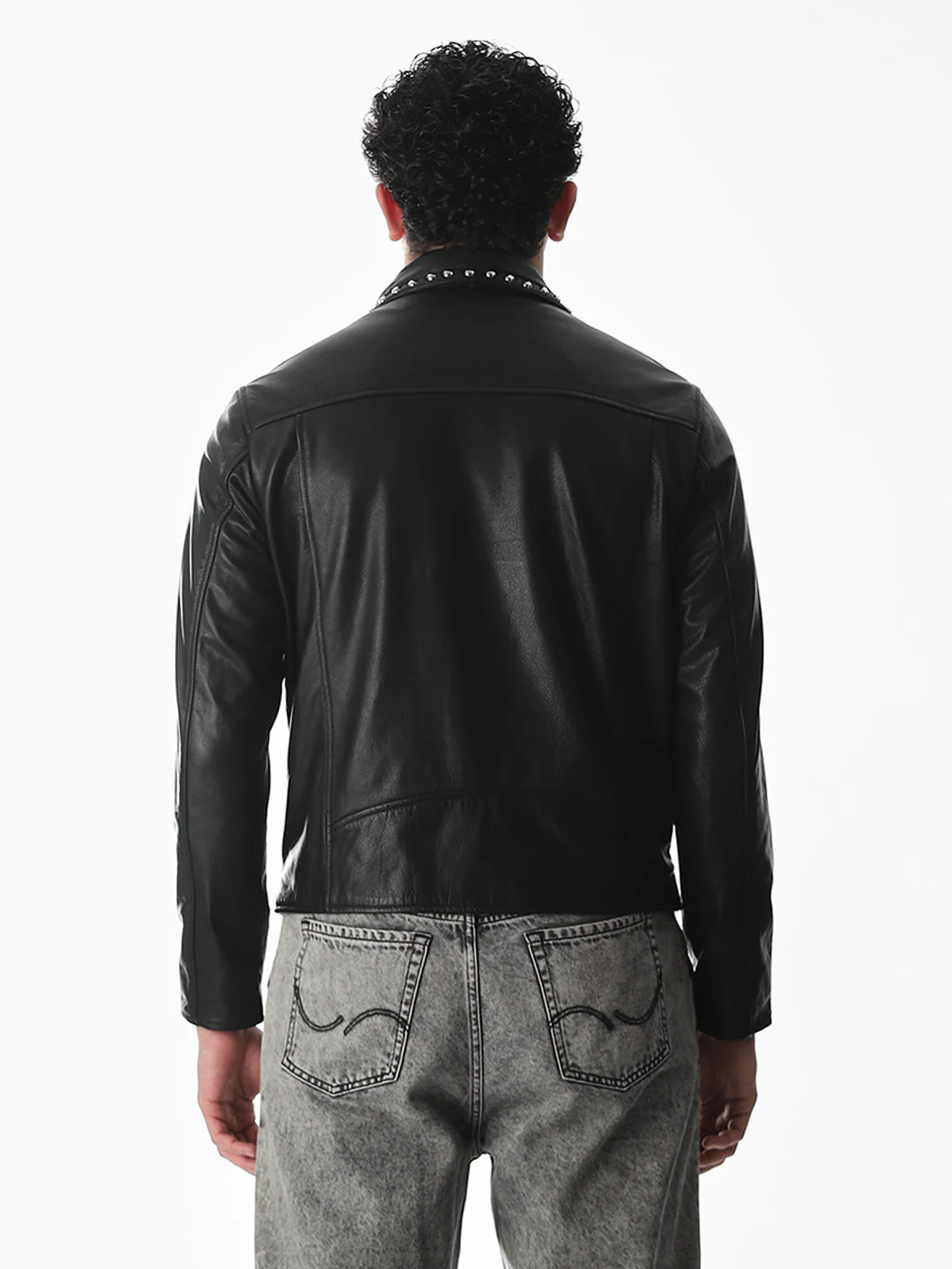 Classic Black Studded Leather Jacket - Image 10