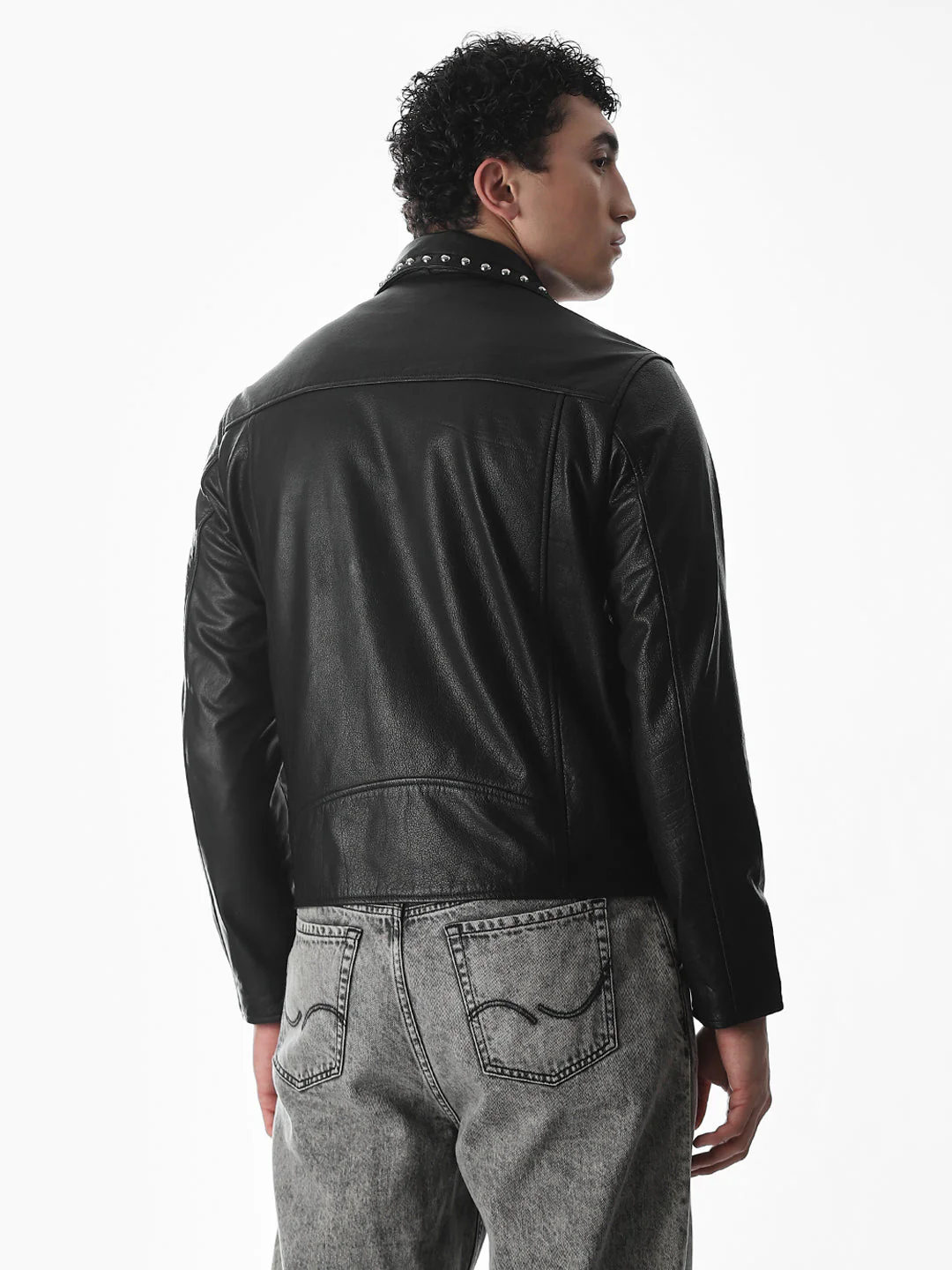 Classic Black Studded Leather Jacket - Image 4