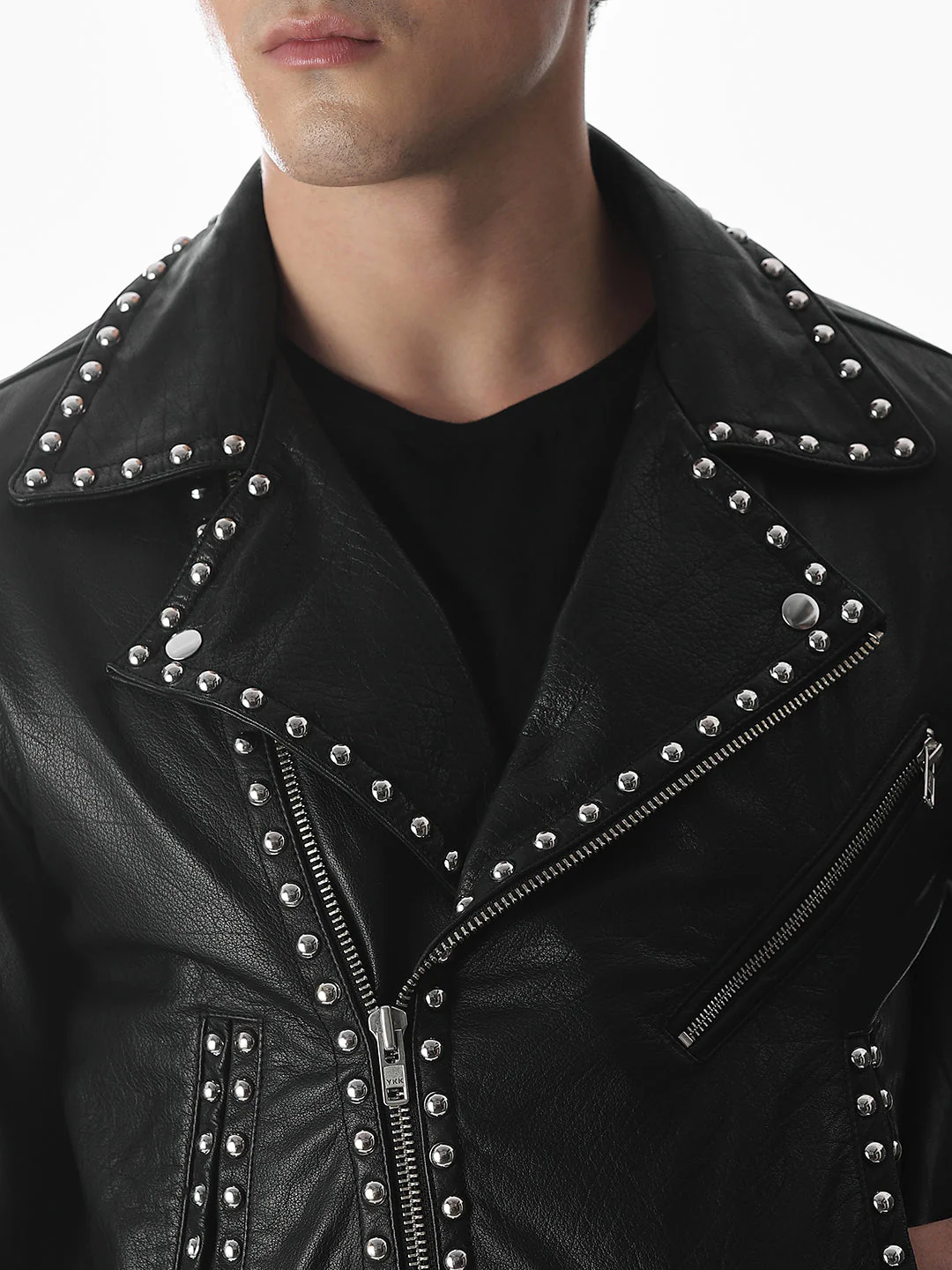 Classic Black Studded Leather Jacket - Image 5