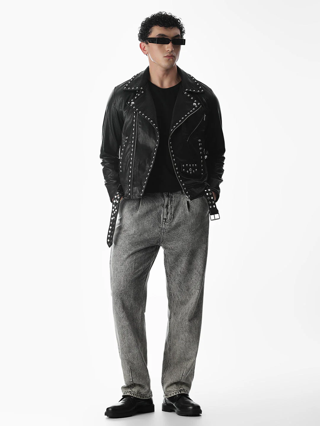 Classic Black Studded Leather Jacket - Image 7
