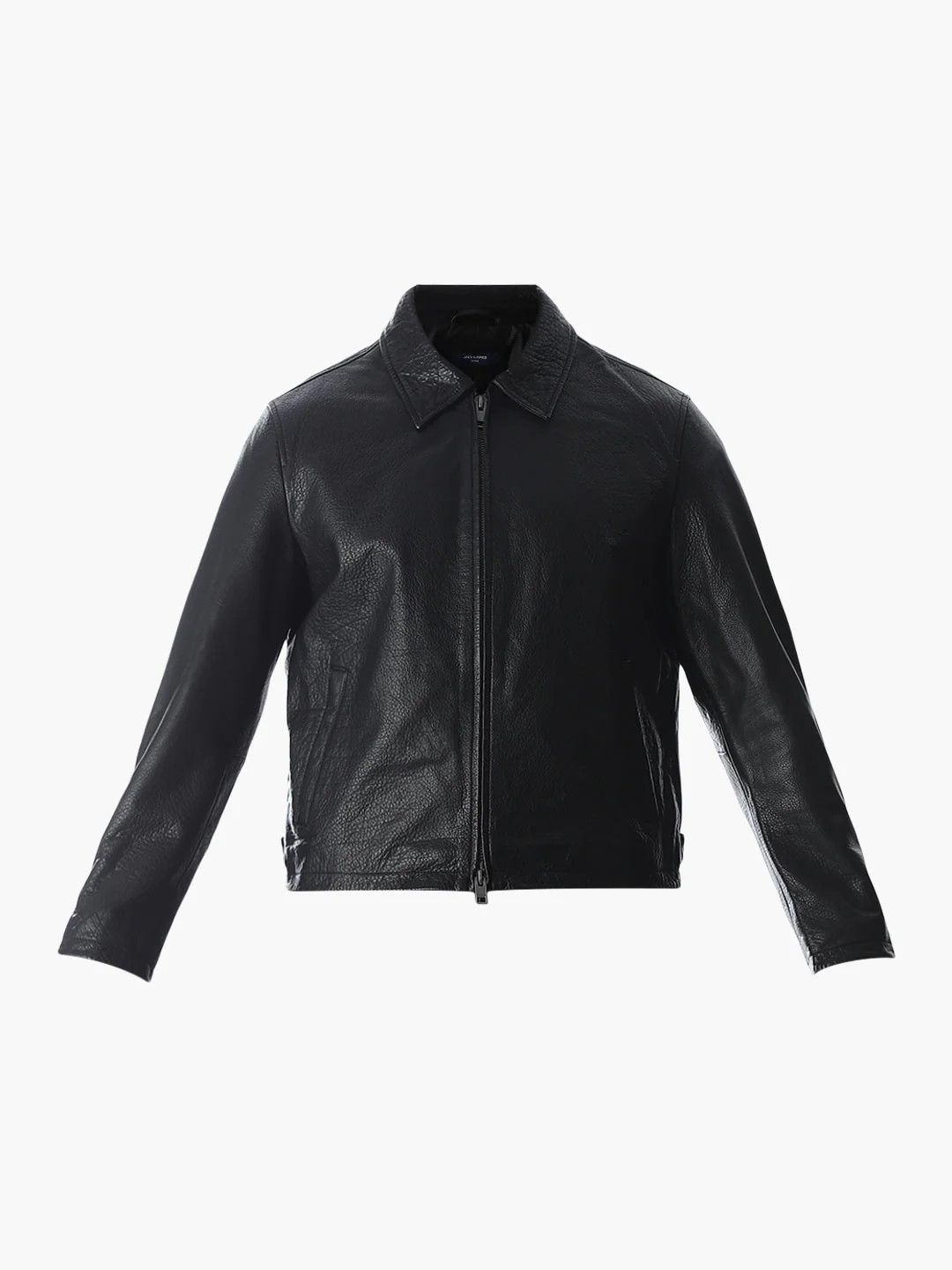 Black Textured Leather Jacket - Image 7