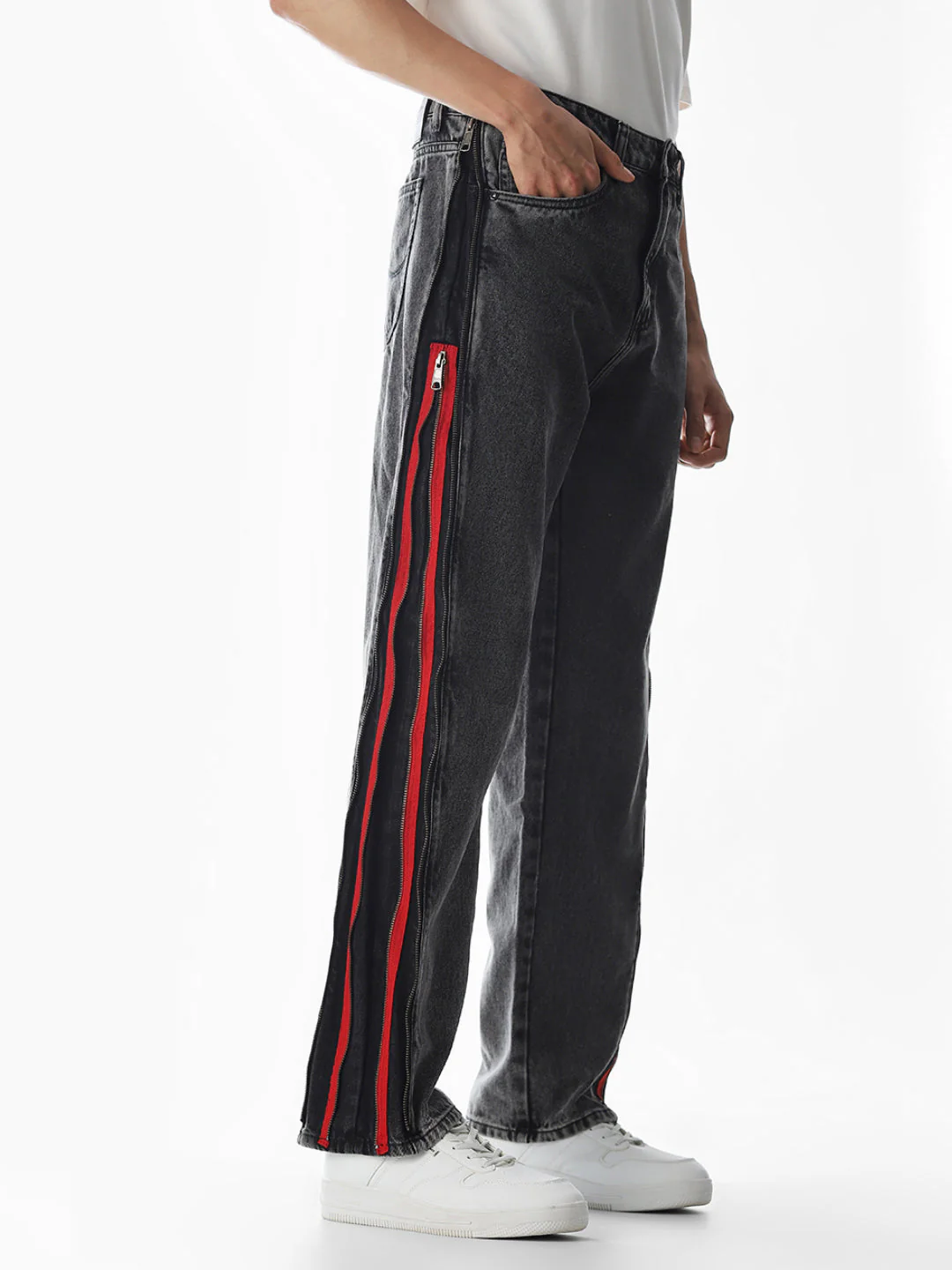 Black High Rise Dario Loose Fit Jeans - Image 3