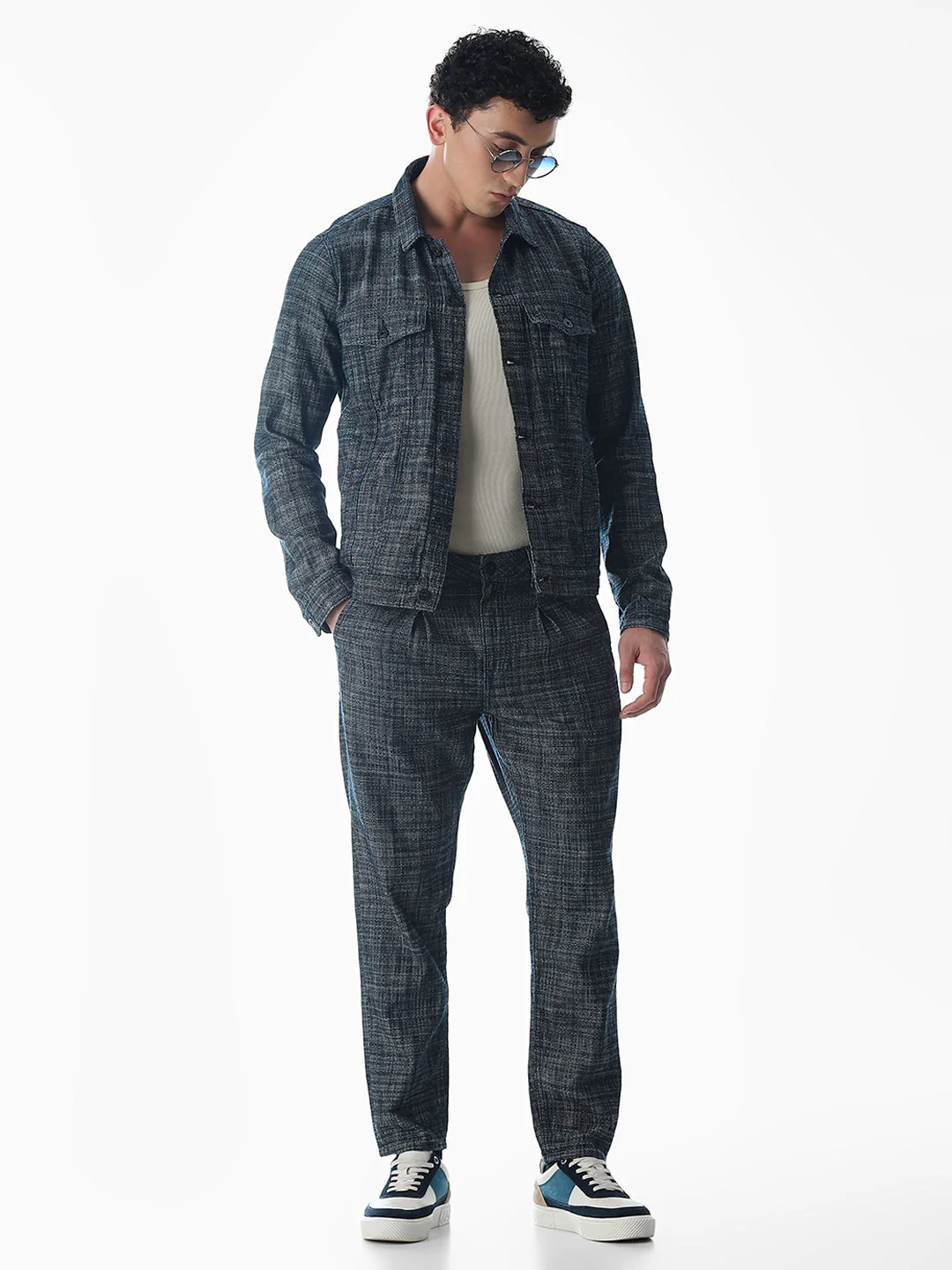 Dark Blue Cotton Cropped Jeans - Image 6