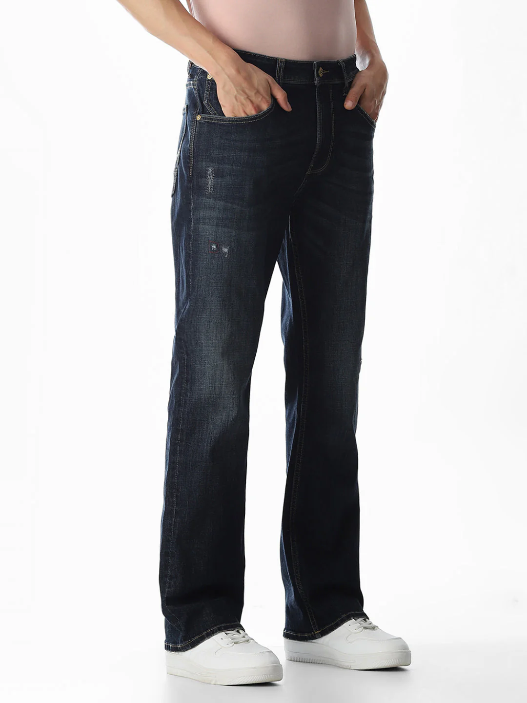 Mildly Distressed Cliff Bootcut Jeans - Image 2