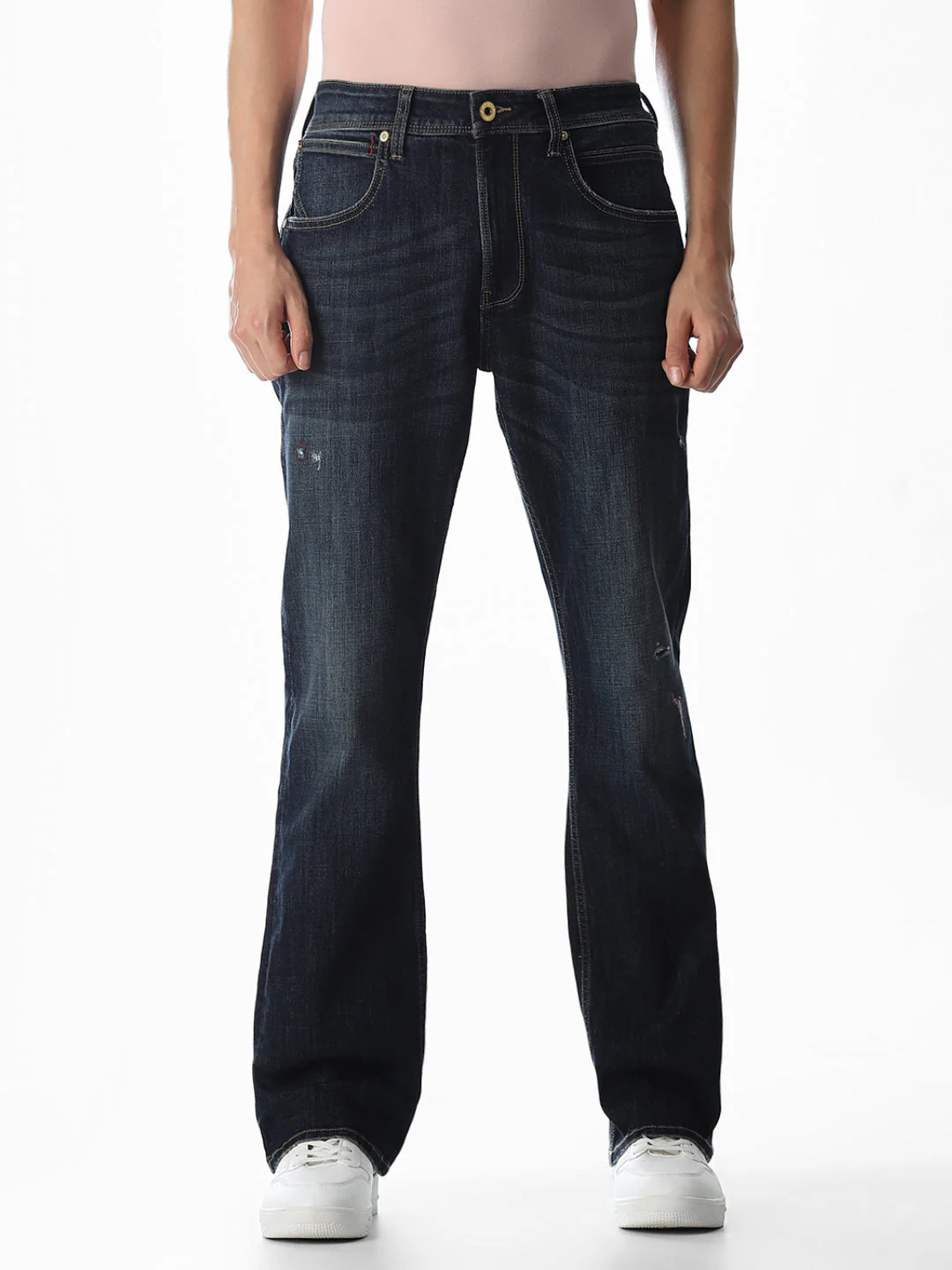 Mildly Distressed Cliff Bootcut Jeans - Image 8