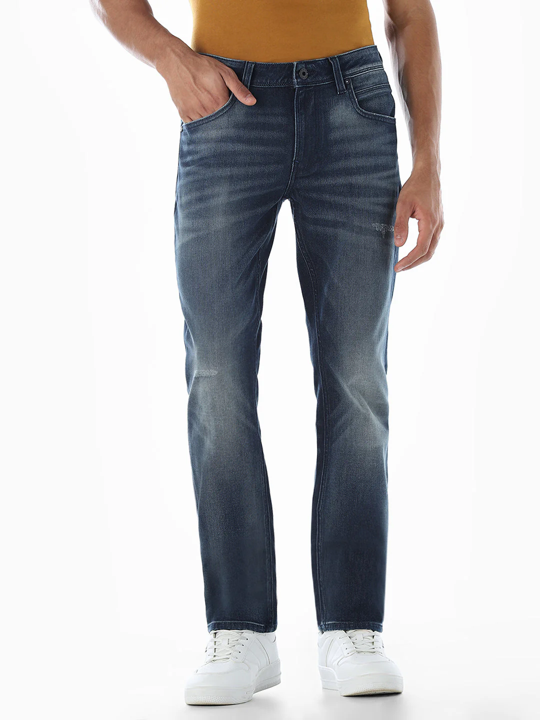 Clark Knitted Regular Fit Jeans - Blue
