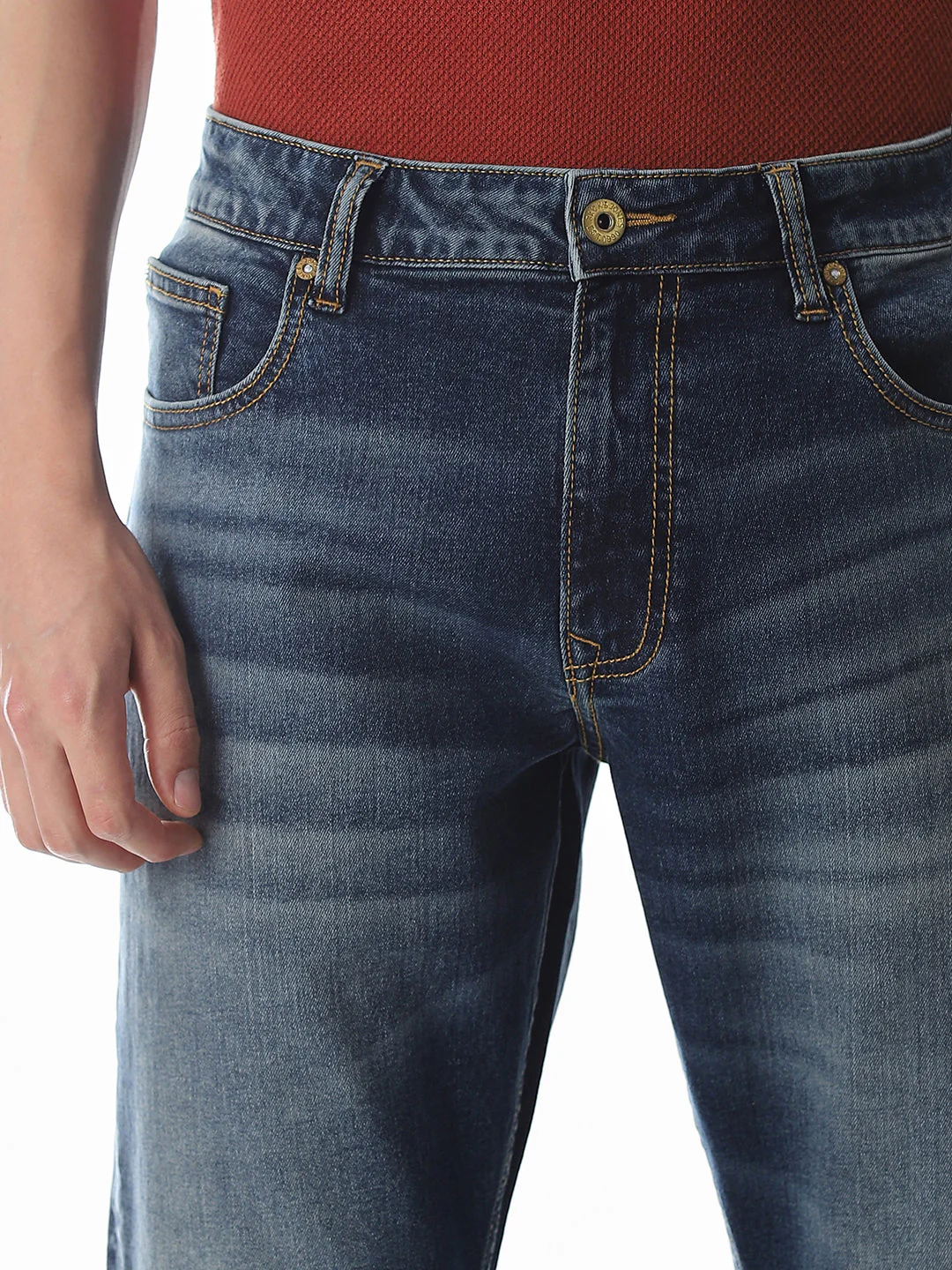 Blue Low Rise Clark Regular Fit Jeans - Image 4