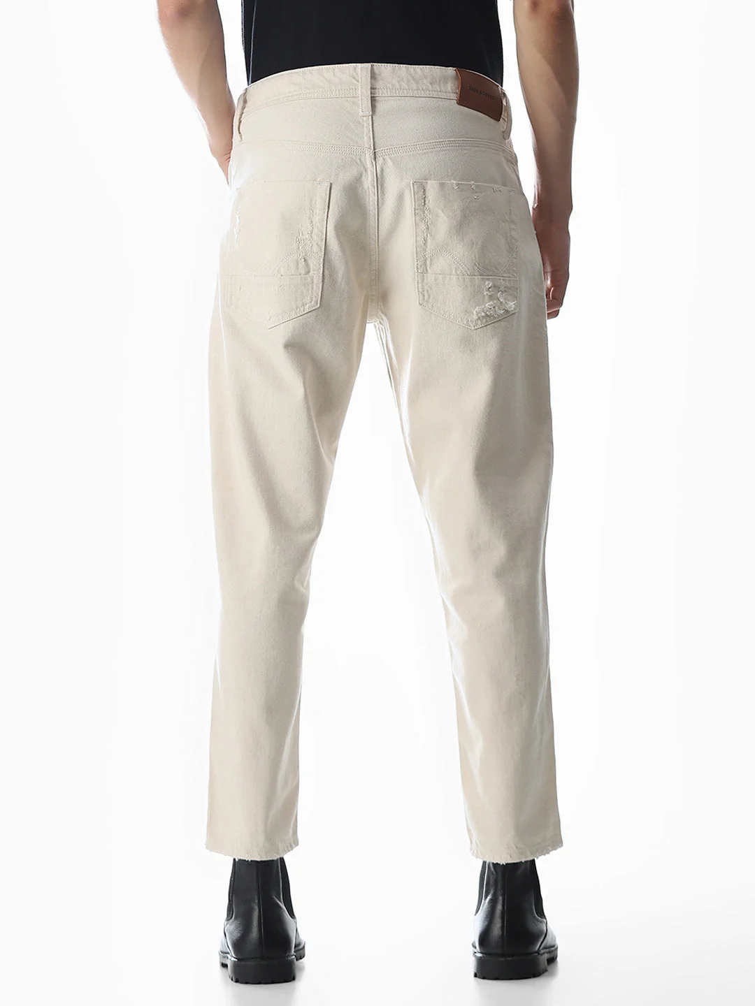 Ecru Distressed Frank Anti Fit Jeans - Image 3