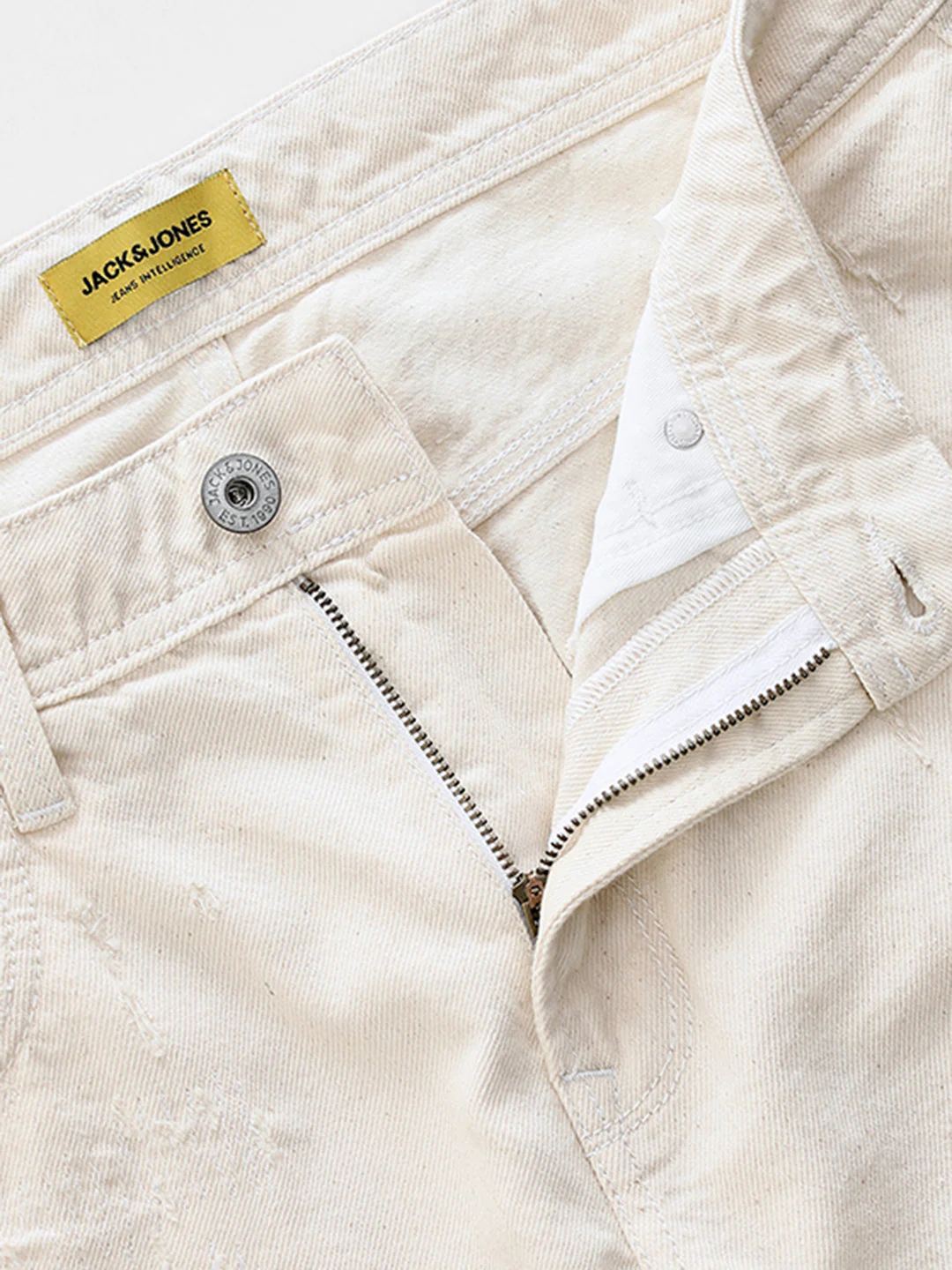 Ecru Distressed Frank Anti Fit Jeans - Image 5