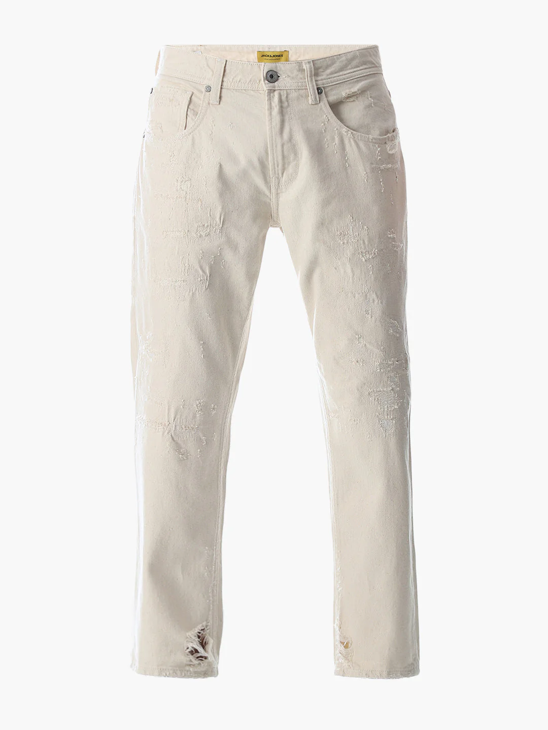 Ecru Distressed Frank Anti Fit Jeans - Image 7