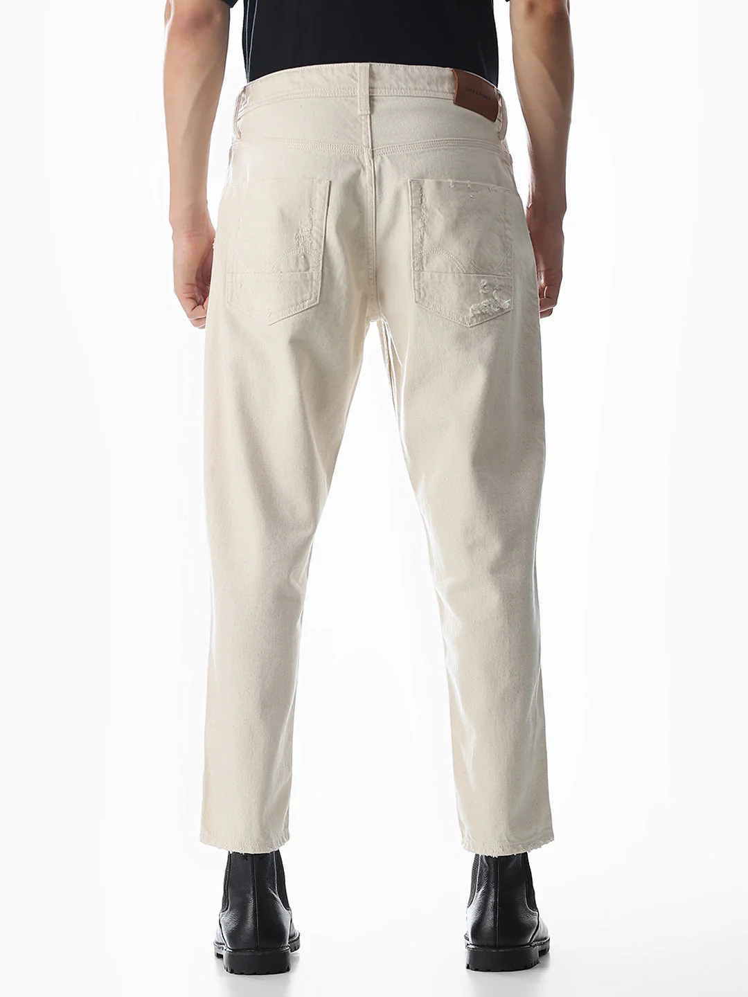 Ecru Distressed Frank Anti Fit Jeans - Image 9