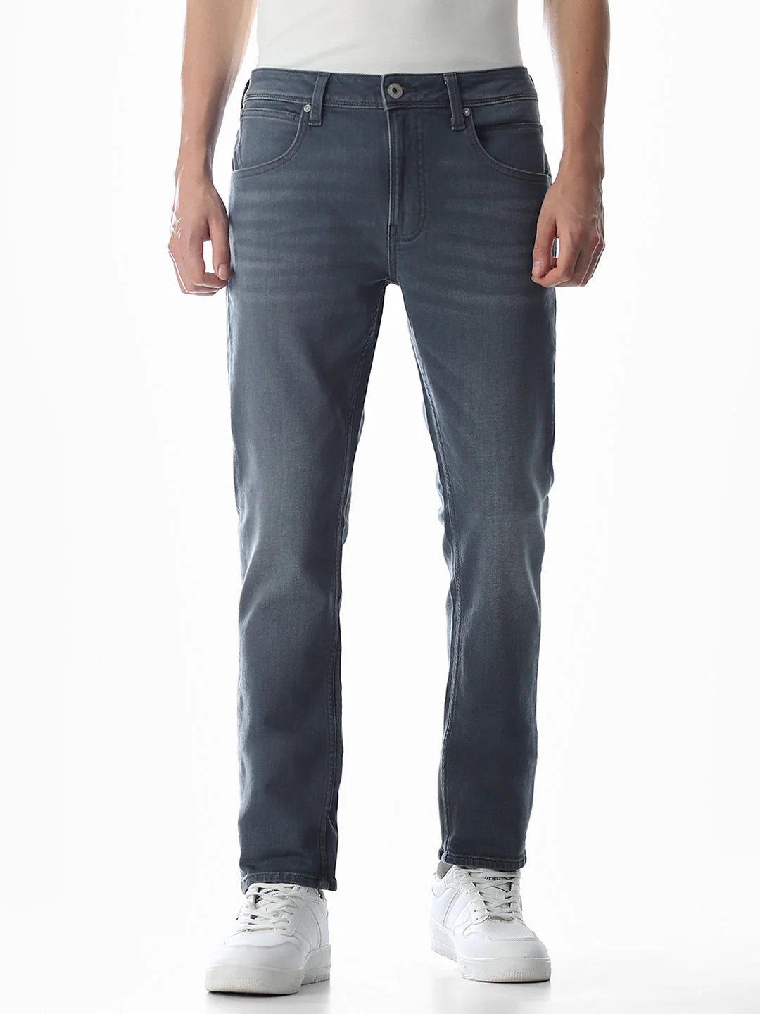 Grey Low Rise Knitted Ben Skinny Jeans