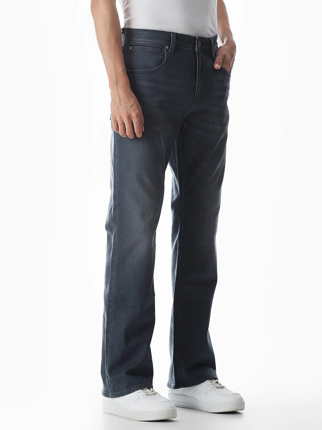 Grey High Rise Cliff Bootcut Jeans - Image 2
