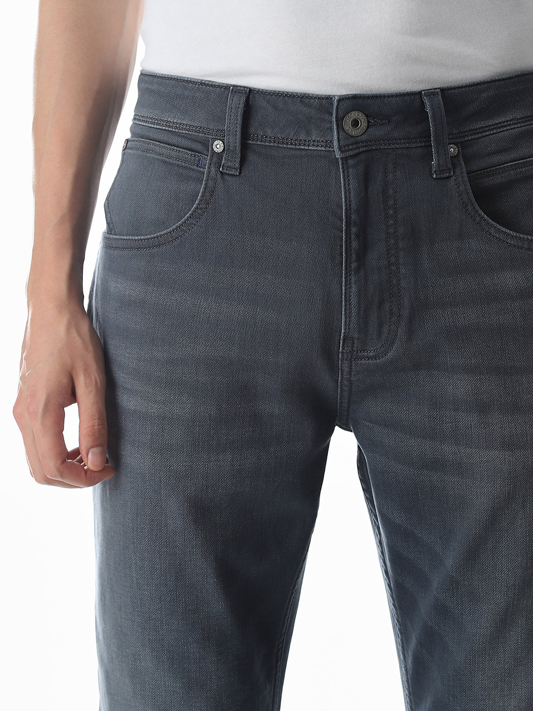 Grey High Rise Cliff Bootcut Jeans - Image 4